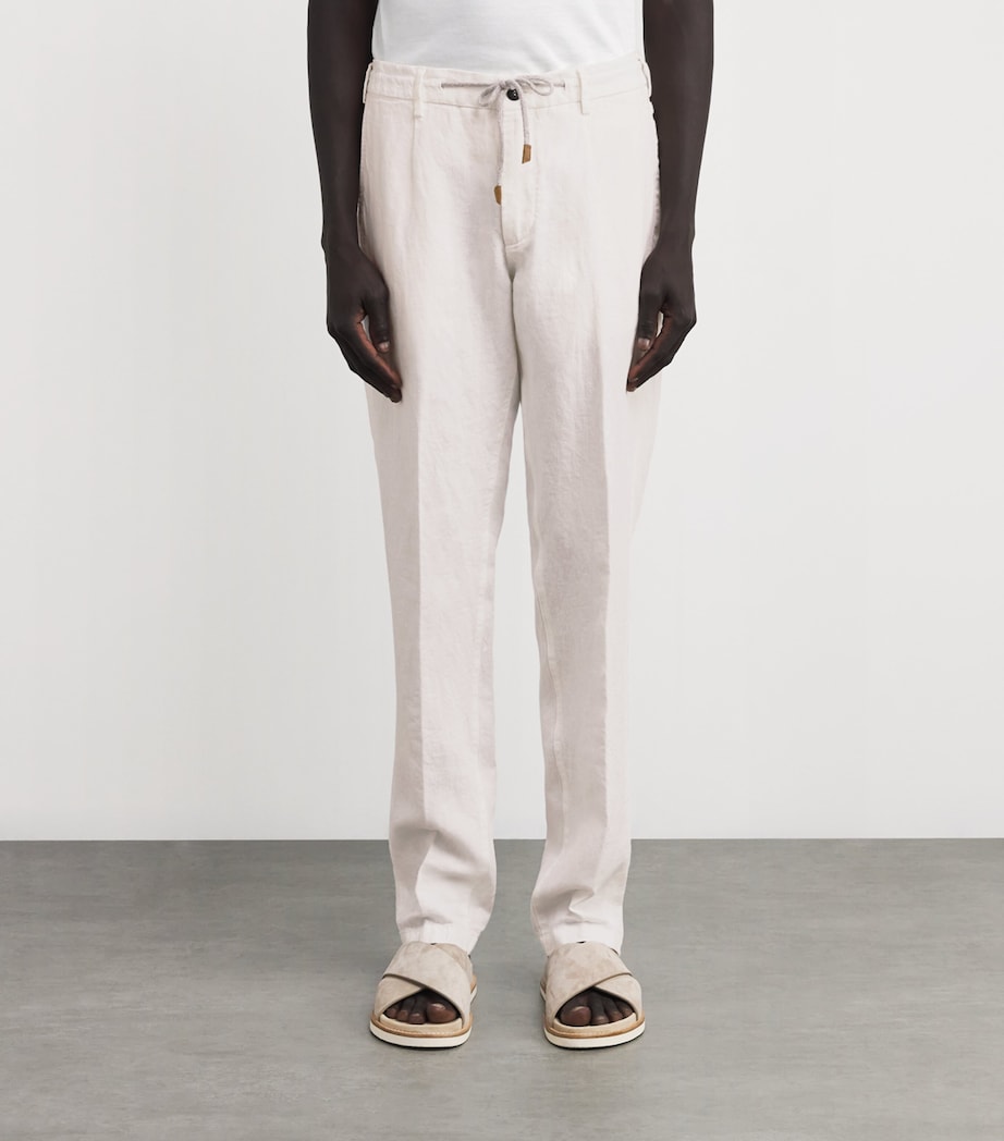 Linen Drawstring-Detail Trousers BIANCO Image 3