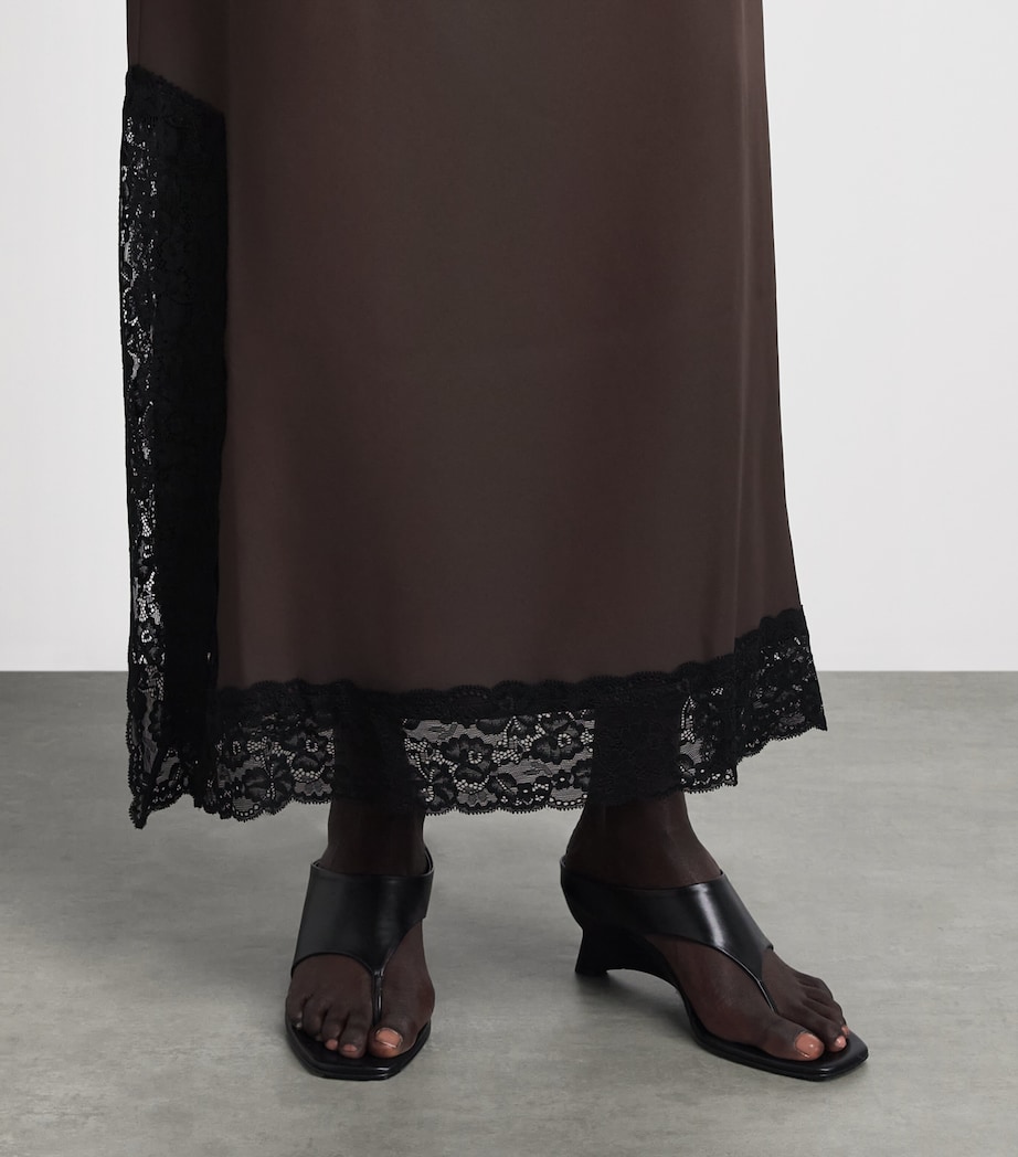 Stylein Womens Malea Lace-Trim Maxi Dress Coffee Image 5