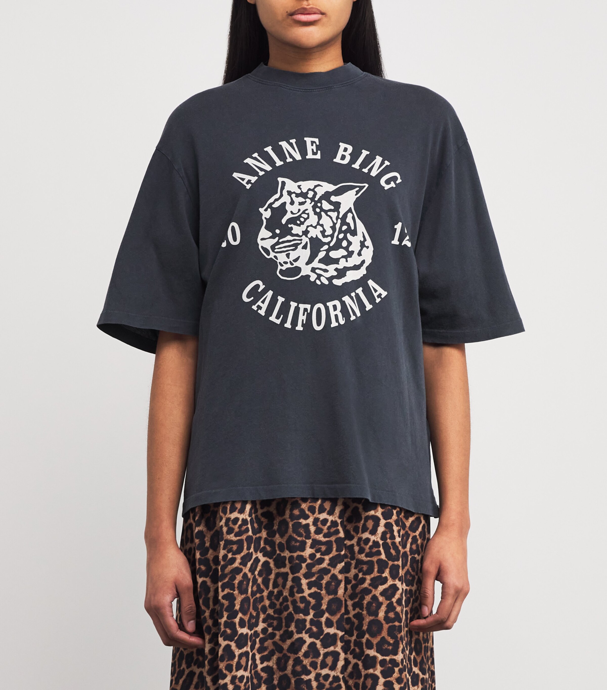 ANINE BING Collegiate Leopard Avi T-Shirt | Harrods CA