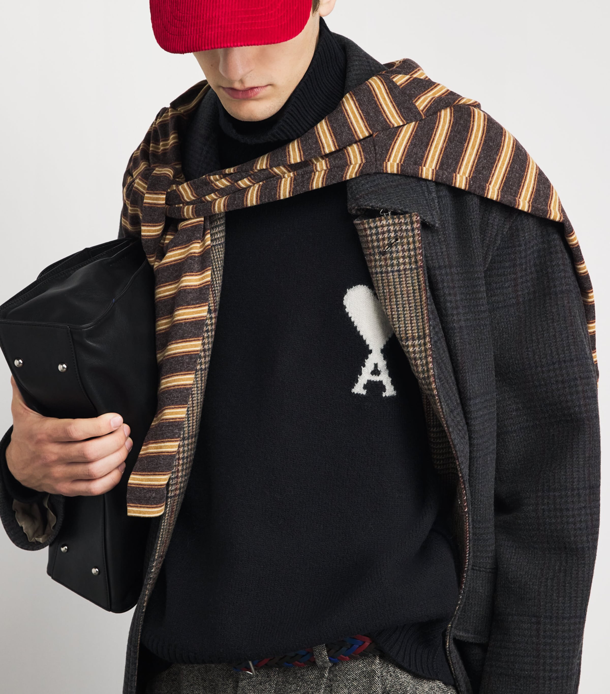 AMI Paris Black Virgin Wool Ami de Coeur Rollneck Sweater | Harrods US