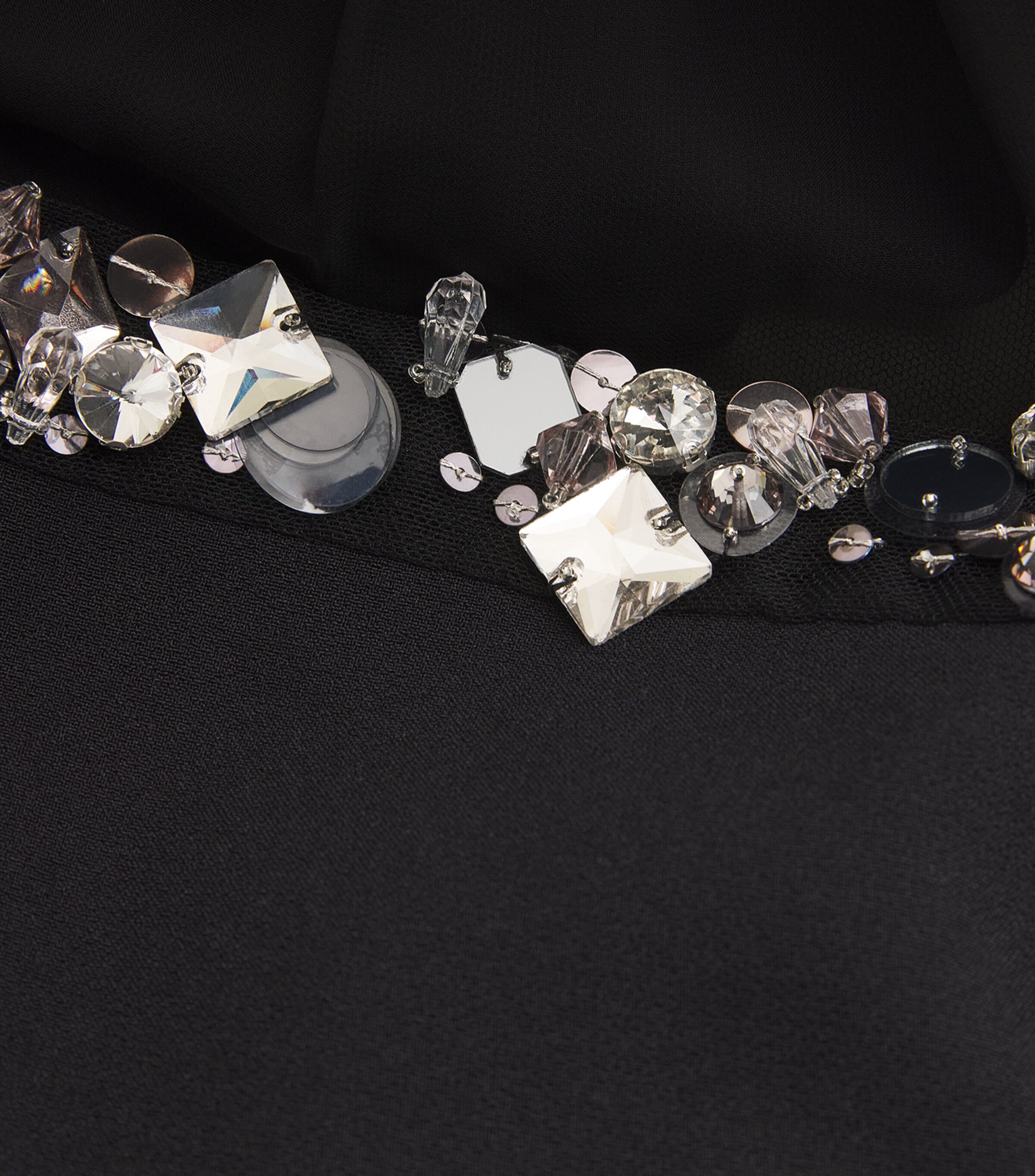 Safiyaa Womens Chiffon Embellished Duruda Blouse Black With Gunmetal Image 5