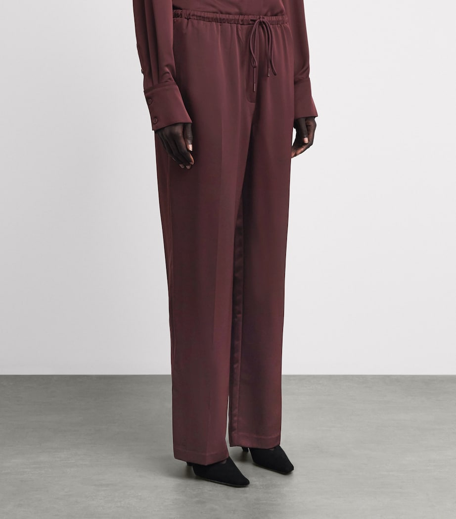 CAMILLA AND MARC Womens Satin Drawstring Ground Trousers Burgundy Image 4