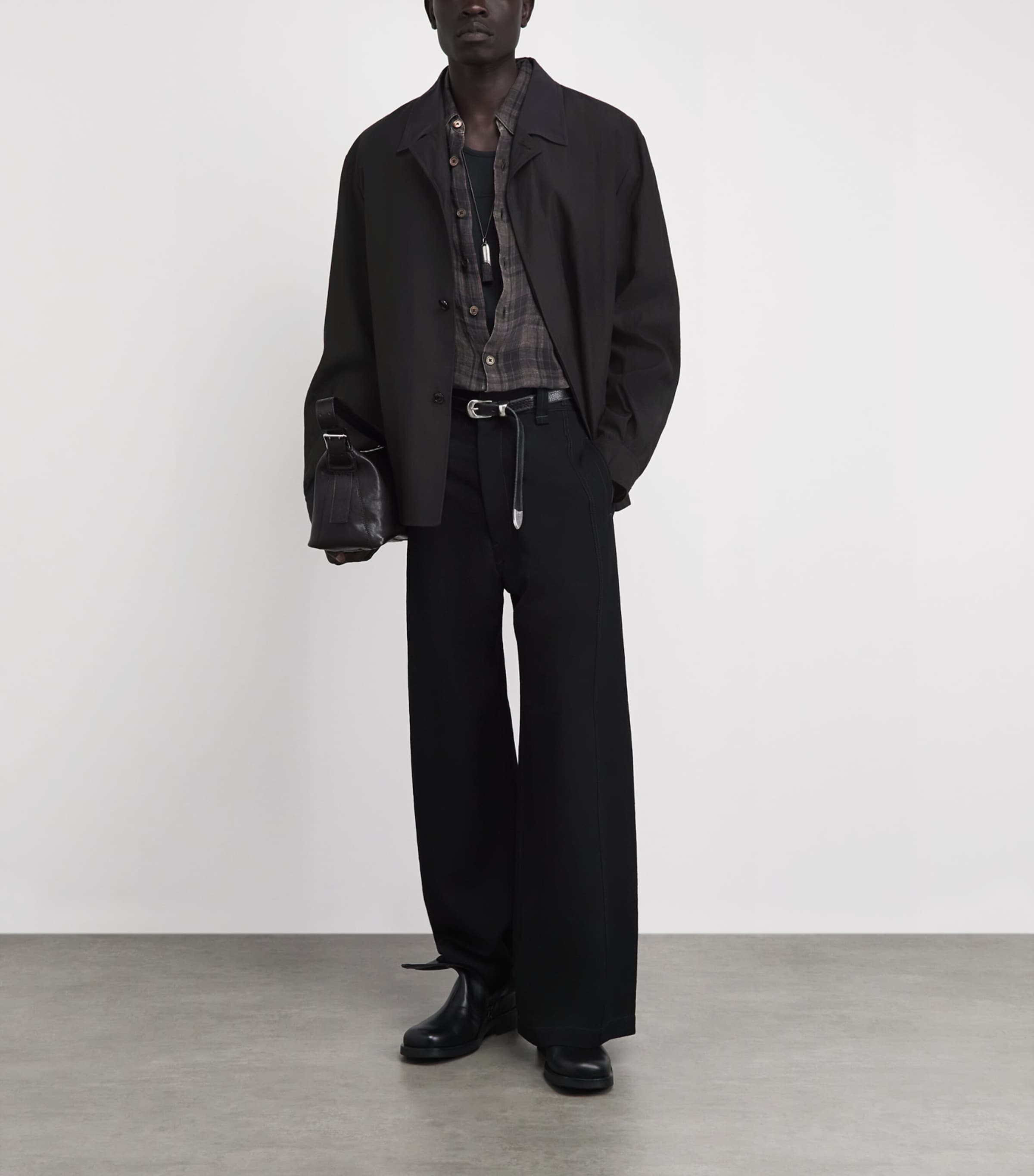 Our Legacy Mens Linen-Blend Pack Blazer Soot Black Image 2
