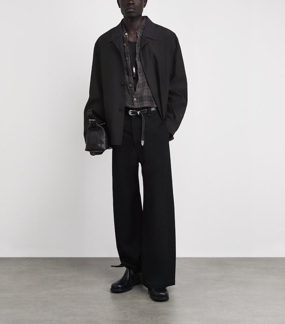Our Legacy Mens Linen-Blend Pack Blazer Soot Black Image 2