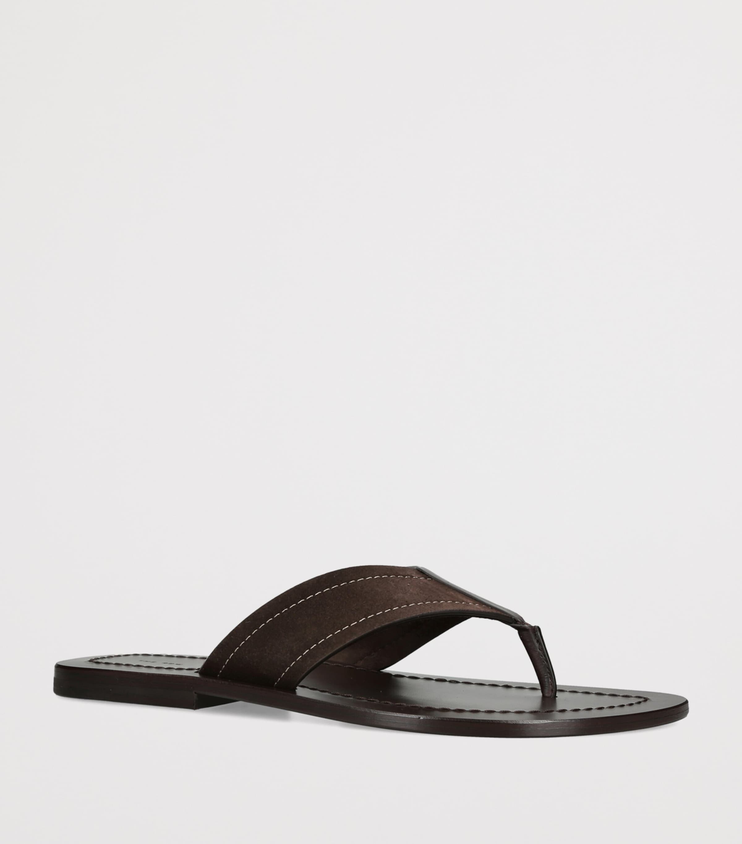 The Row Dan Leather Flip Flops Dark Brown Image 3