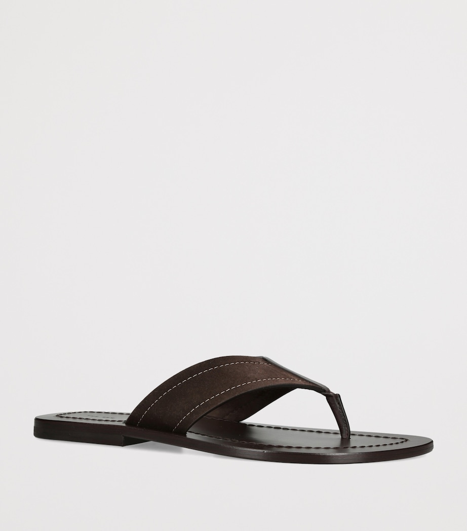 The Row Dan Leather Flip Flops Dark Brown Image 3