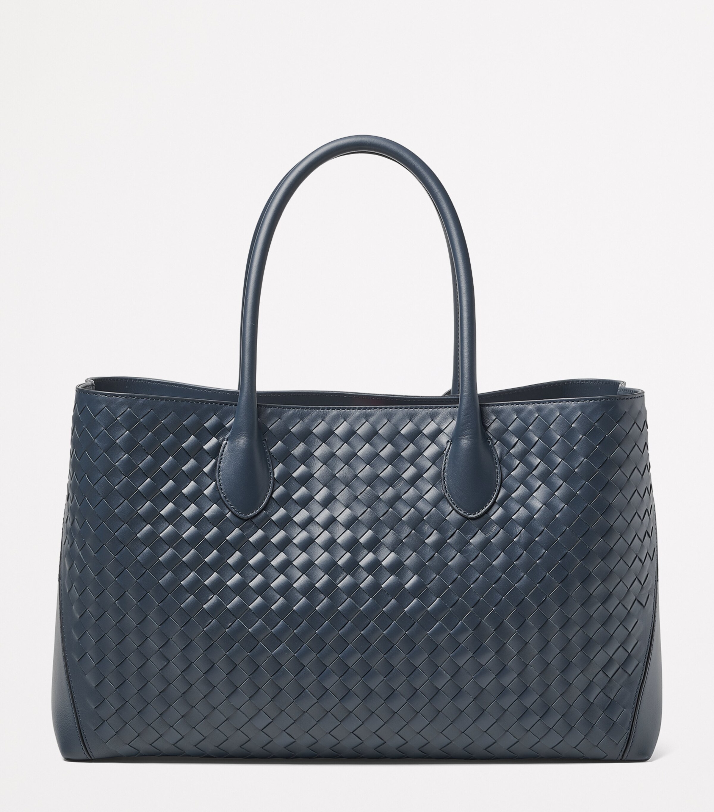 Aspinal Of London Woven Leather London Tote Bag Navy Image 3
