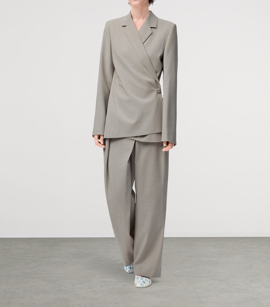 Wool Side-Button Blazer LIGHT BEIGE MELANGE Image 2