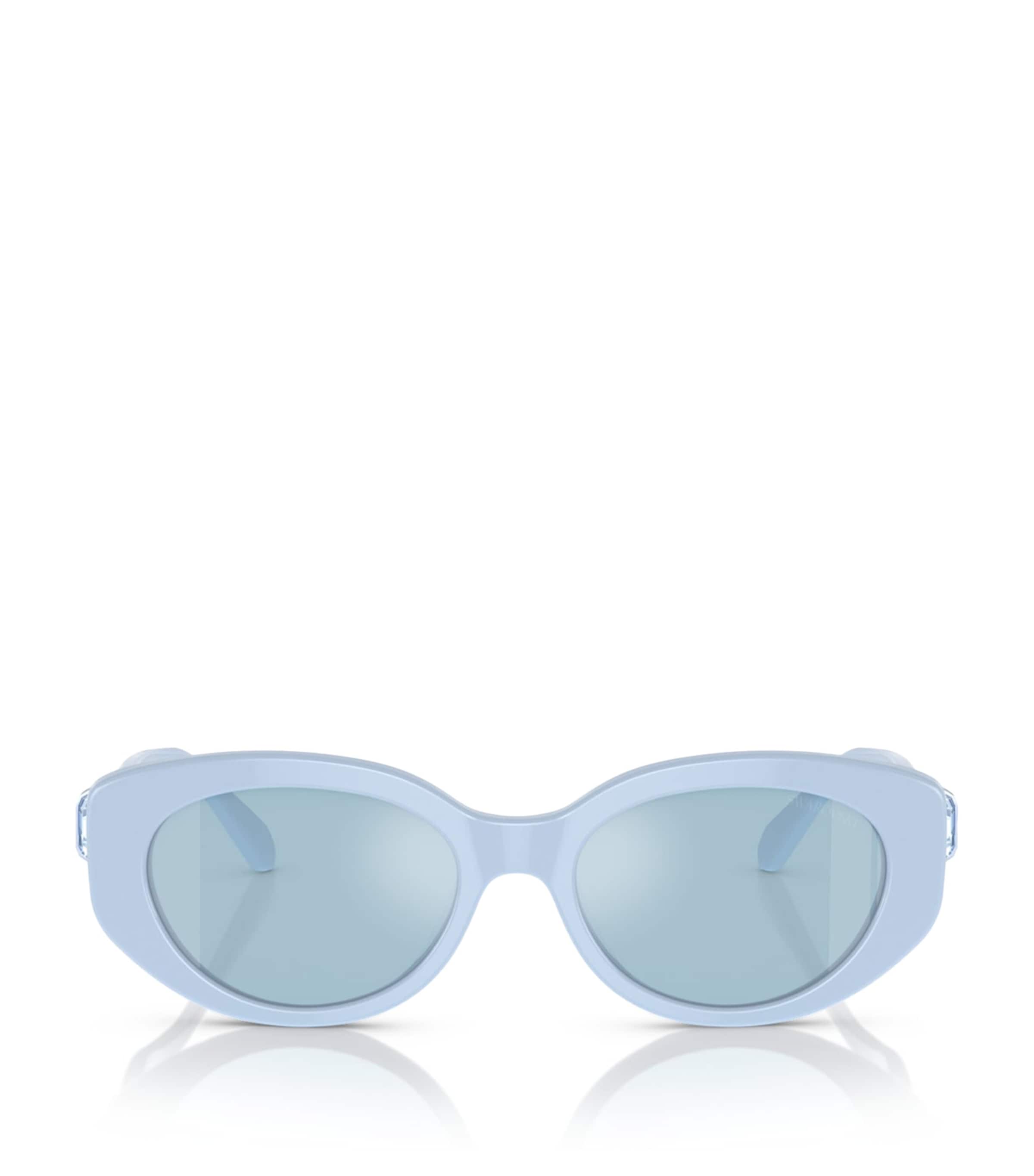 Swarovski Womens Blue Sk6002 Oval-frame Gem-embellished Acetate Sunglasses In Blue