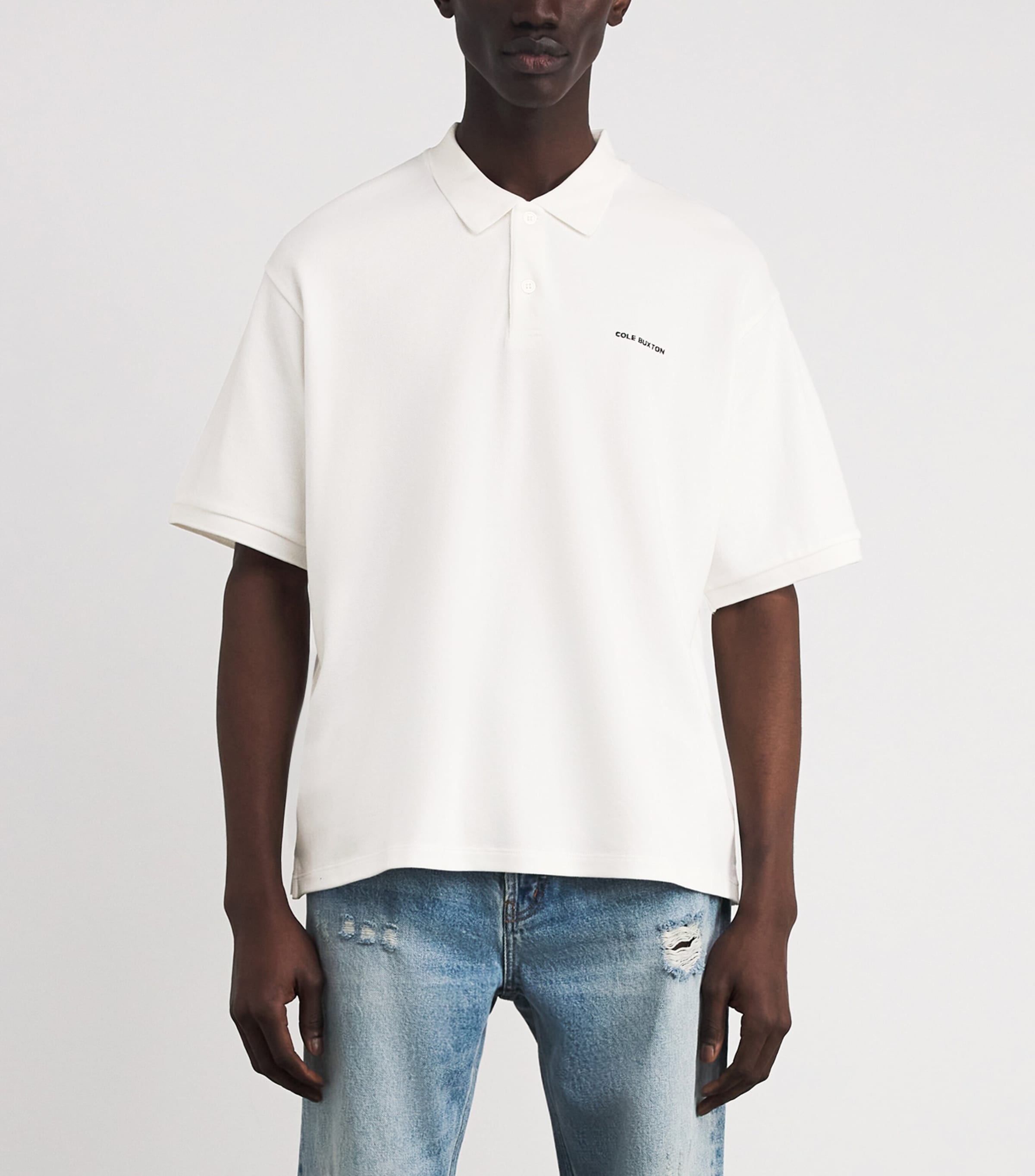 Cotton Pique Mini Logo Polo Shirt VINTAGE WHITE 101 Image 3