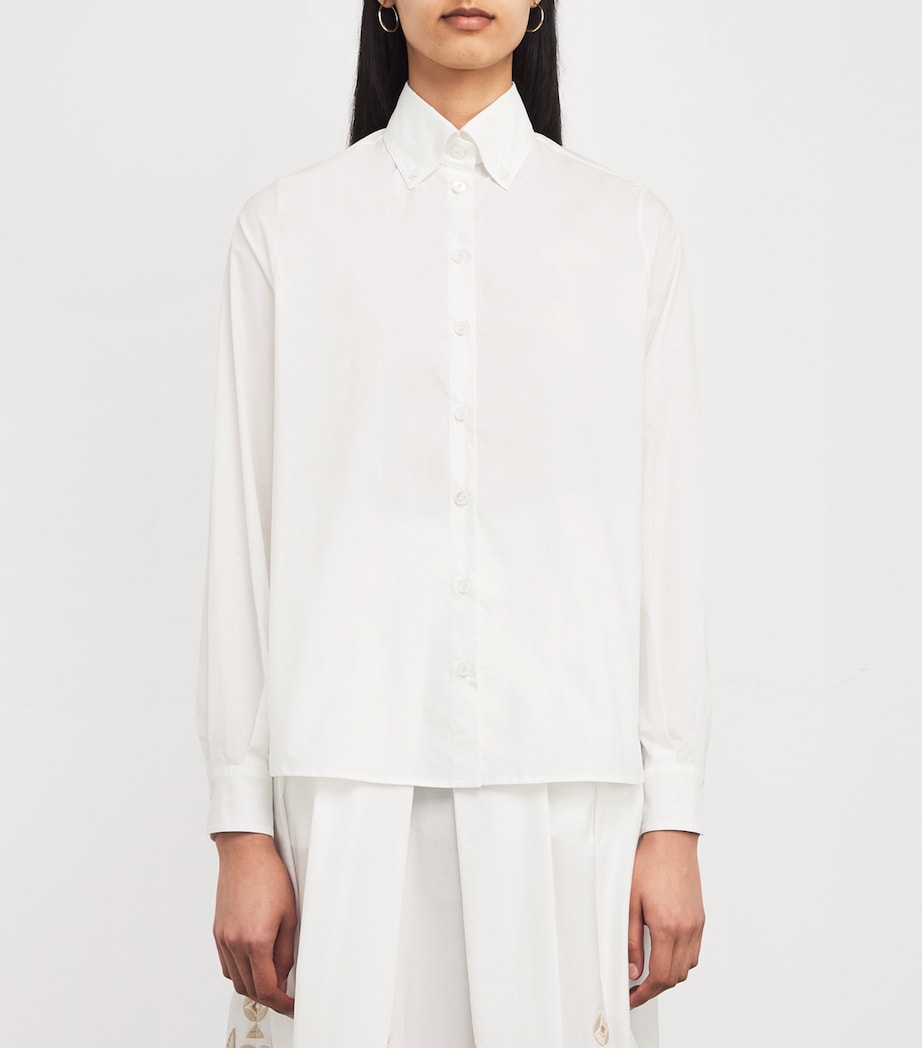 Eleventy Womens Stretch-Cotton Shirt Bianco Image 3