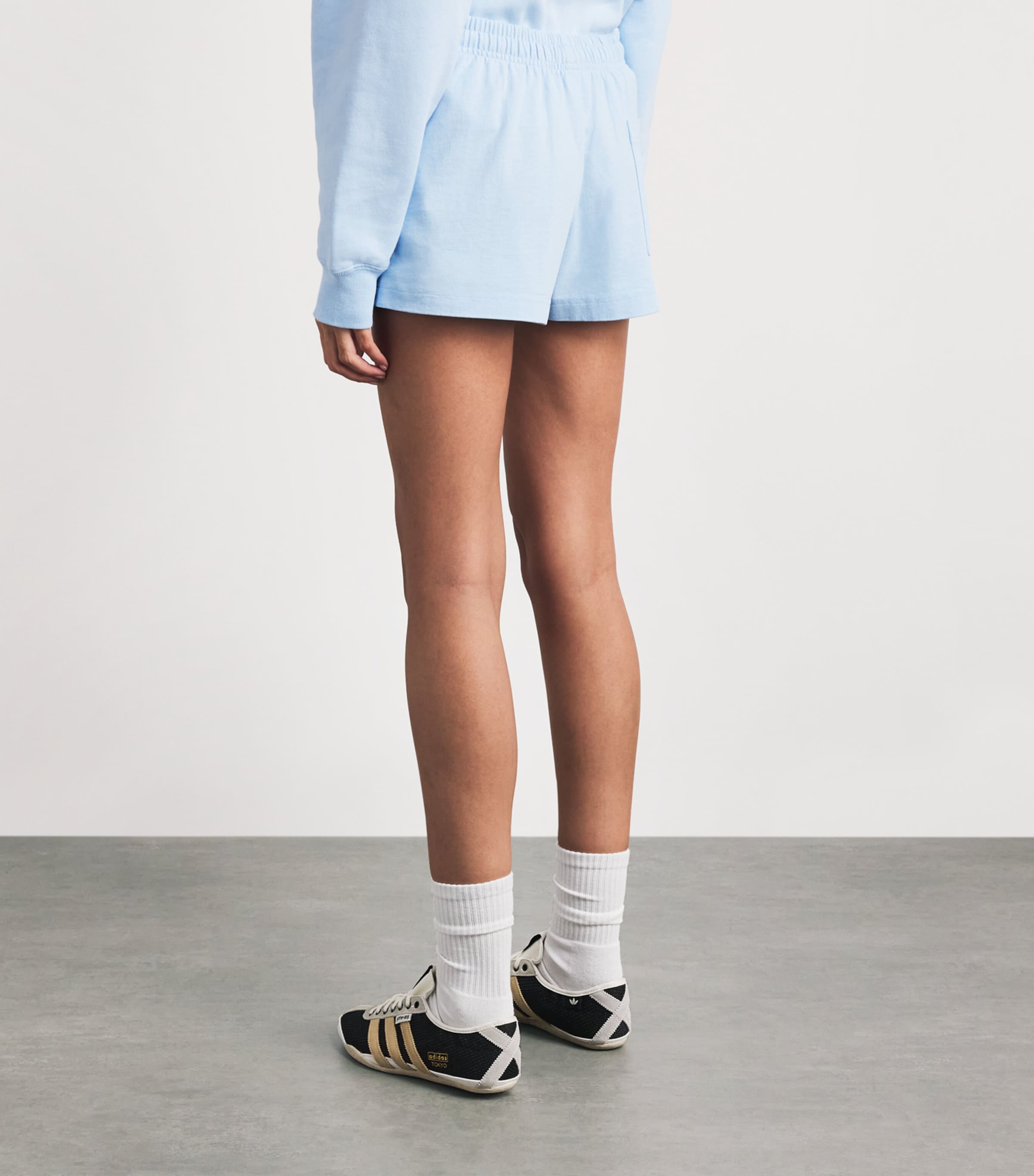 Sporty & Rich Womens Cotton Serif Sweat Shorts Ciel Image 5