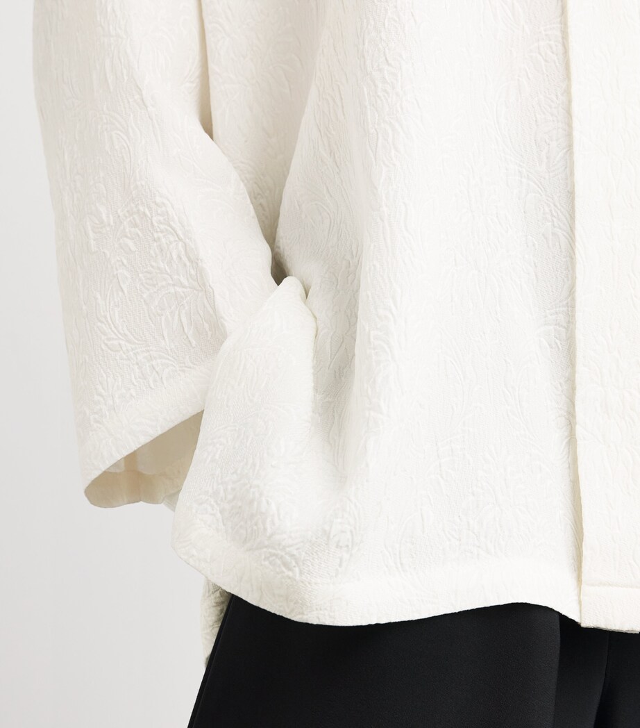 Silk Stand-Collar Wide Shirt IVORY Image 6