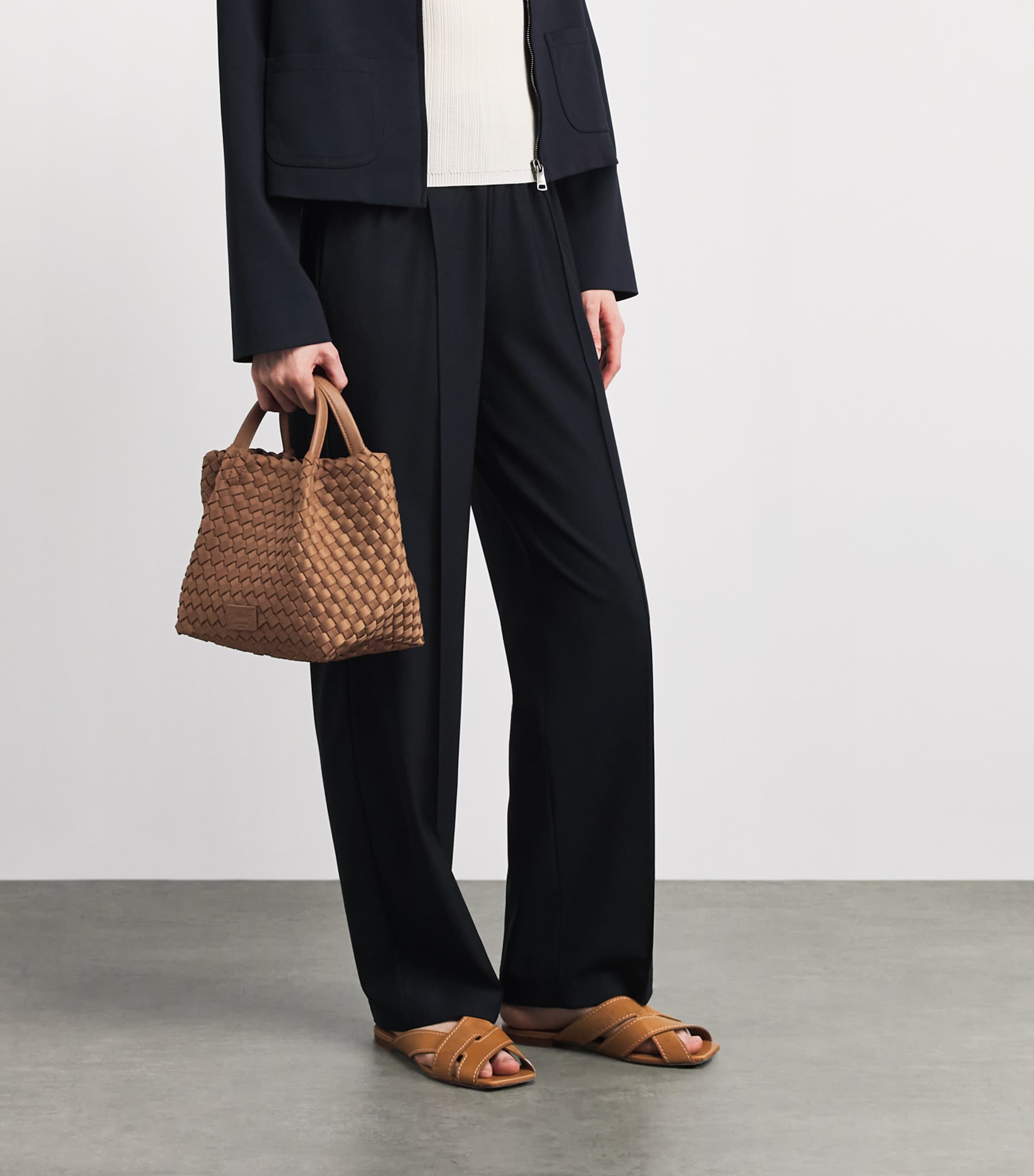 Harrods Mini Neoprene Woven Tote Bag Brown Image 4