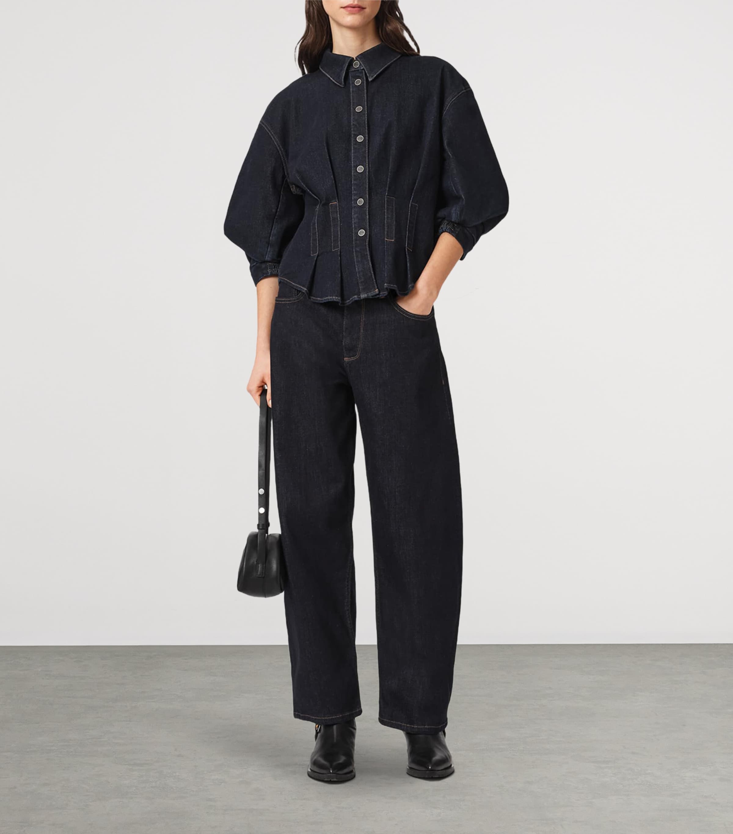 AllSaints Denim Puff-Sleeve Nancy Shirt — photo 5