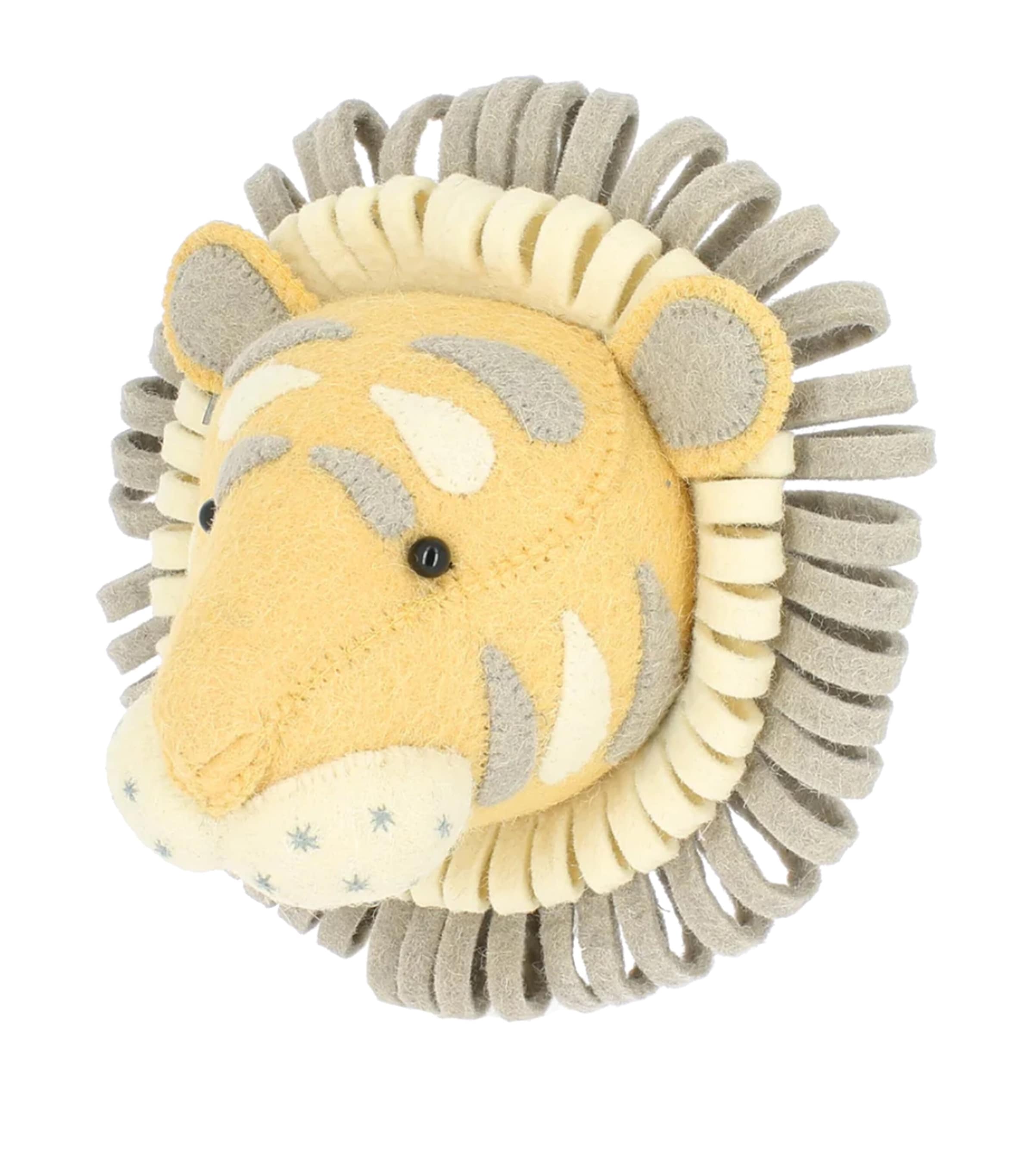 Mini Organic Wool Tiger Head Decoration (25cm) YELLOW Image 3