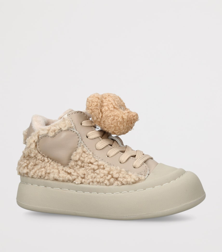 Faux Shearling High-Top Sneakers BEIGE Image 3