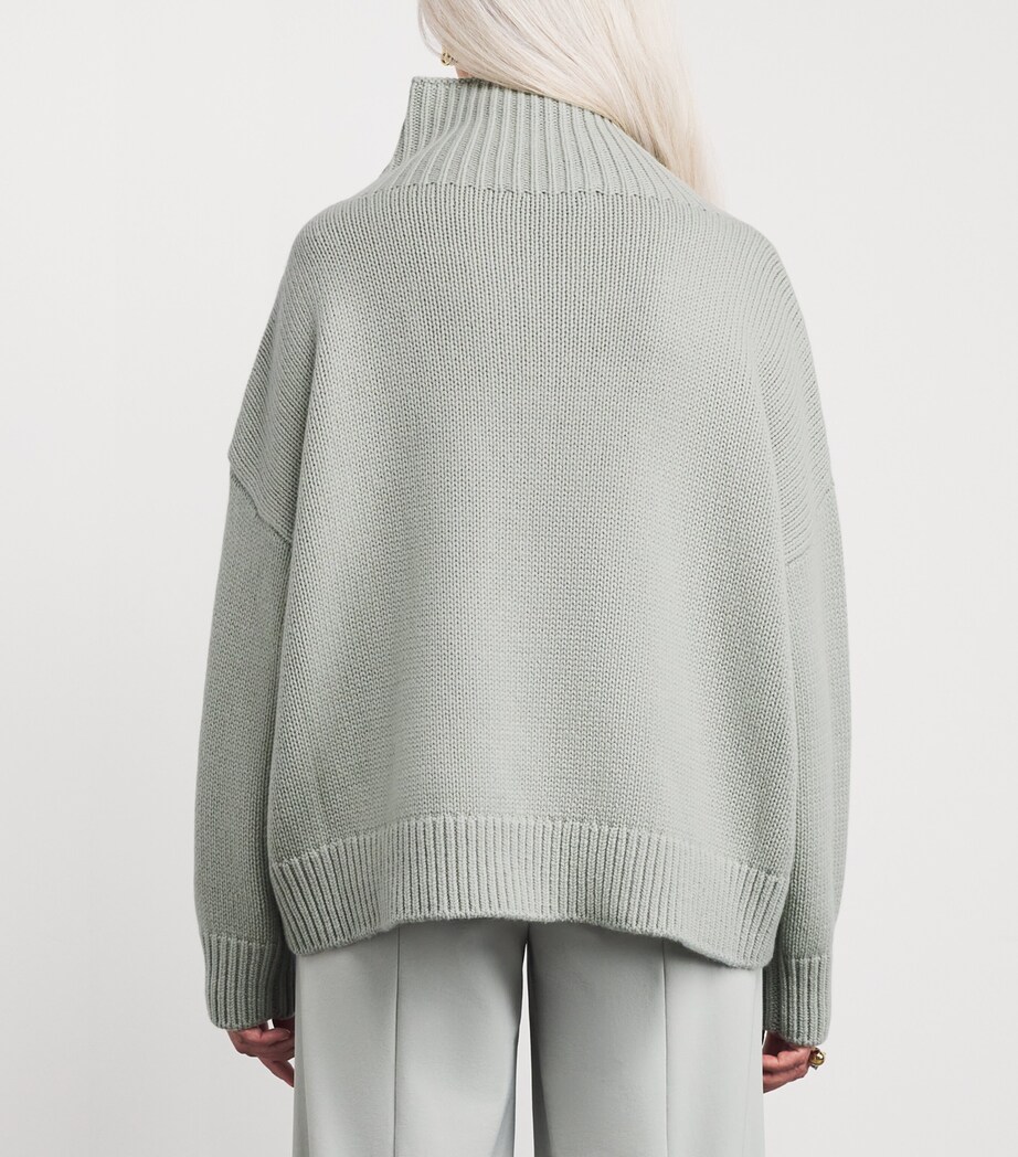 Wool-Cashmere Buttoned Sweater A8210 Image 4