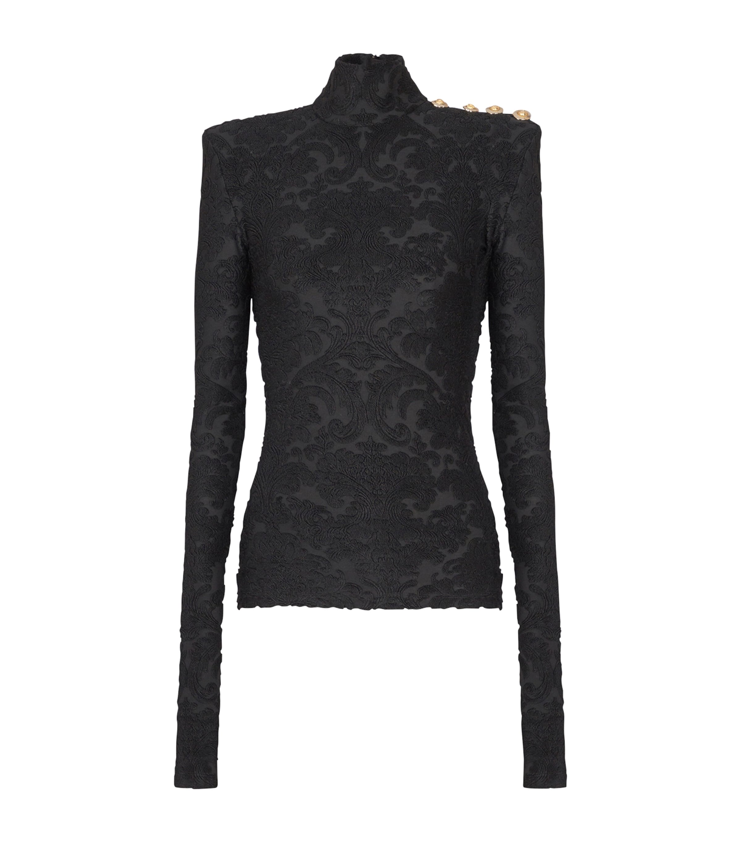 Balmain Buttoned Shoulder Sleeve Top