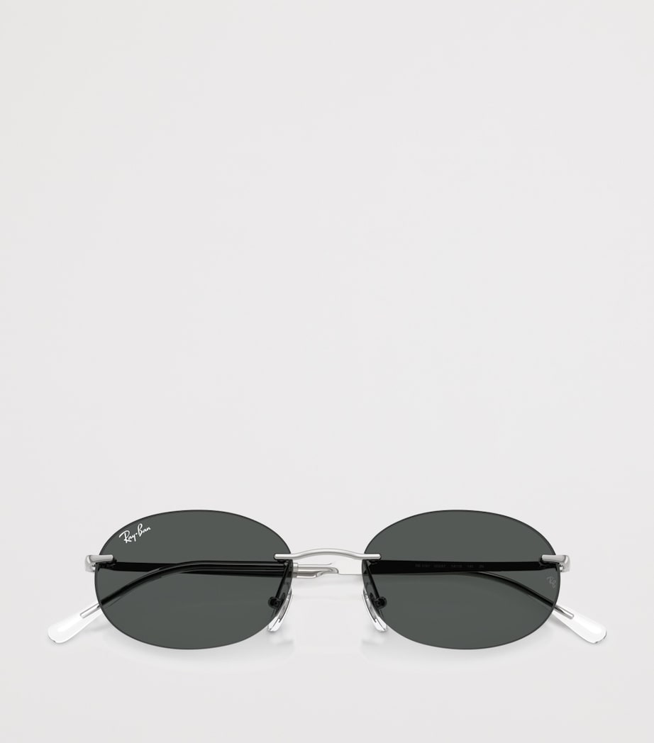 Ray-Ban RB3767 Metal Oval Sunglasses Silver Image 5