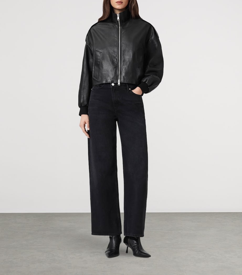 AllSaints Womens Lowden Leather Jacket Black Image 2