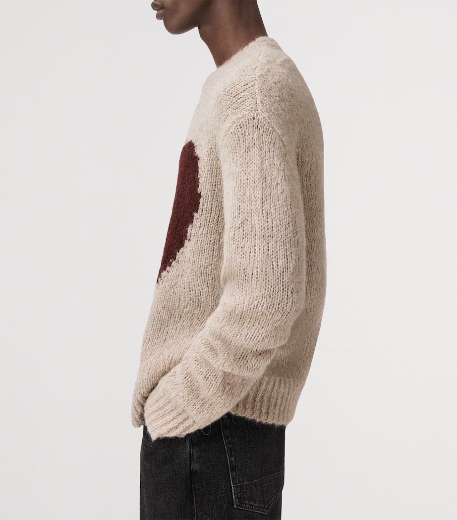 AllSaints Mens Wool-Blend Lover Sweater Pebble Brown Image 7