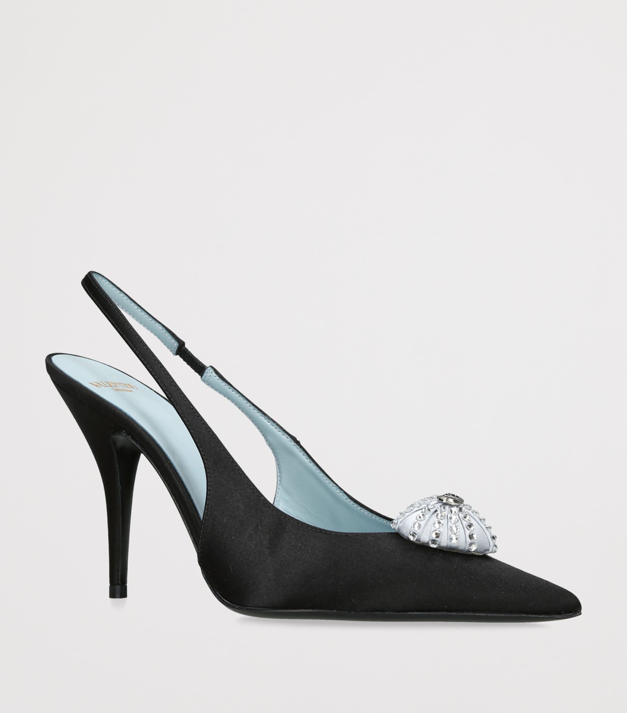 Valentino Garavani Satin Coeur Royal Slingback Pumps 100 Blk/other Image 3