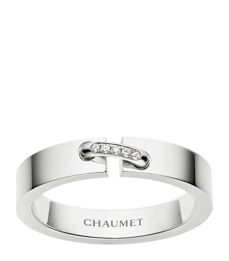 White Gold and Diamond Liens Évidence Wedding Band WHITE GOLD Image 1