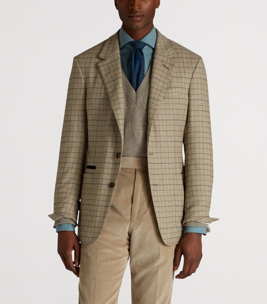 Virgin Wool-Cashmere Tattersall Check Bourdon Blazer 272WARM BEIGE Image 3