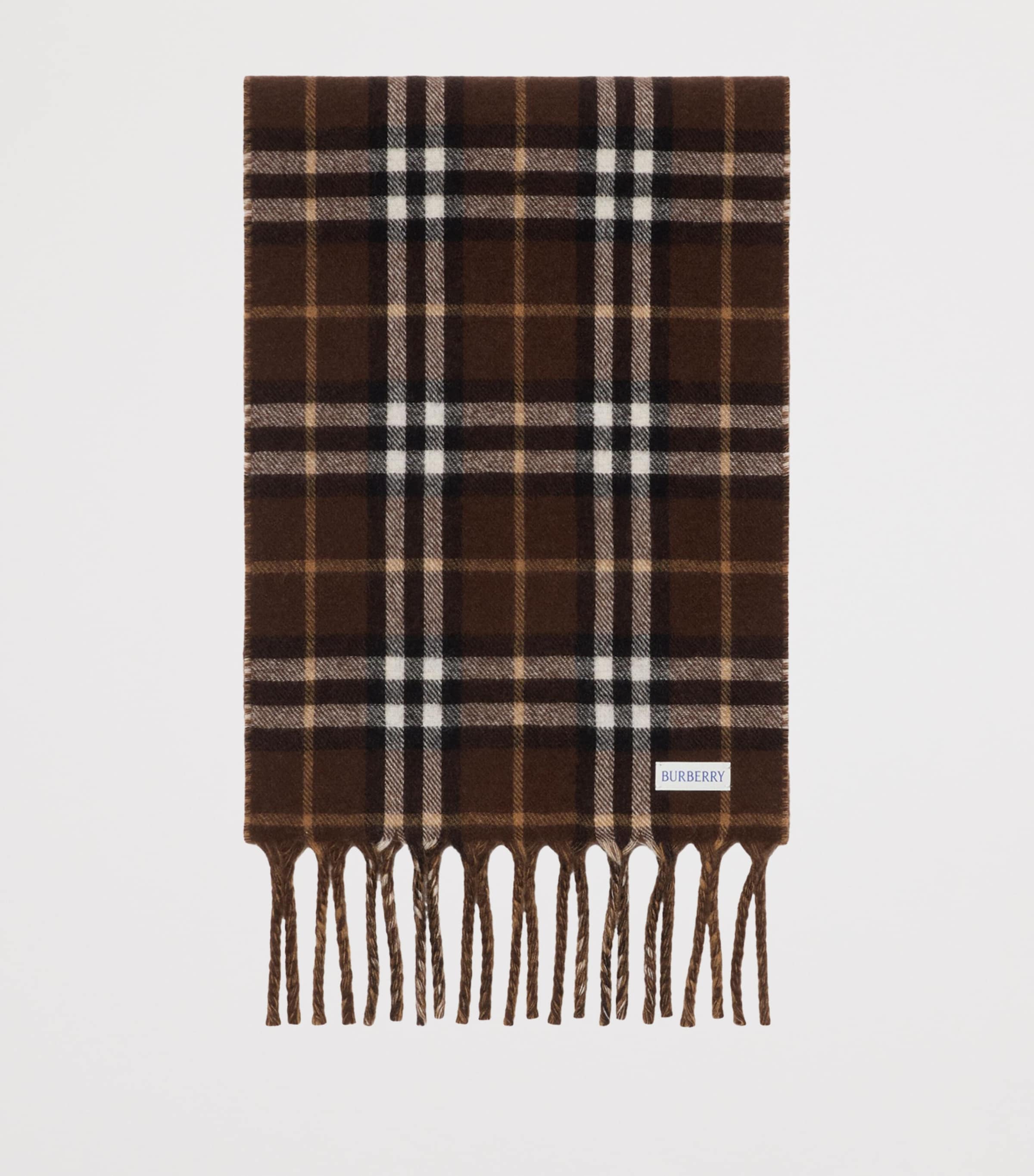 Cashmere Reversible Check EKD Scarf TREACLE BROWN Image 2