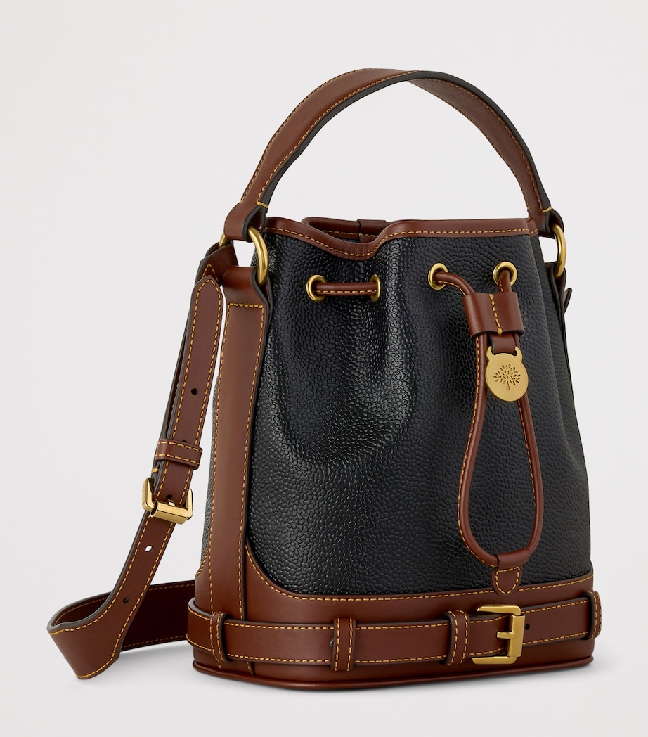 Mulberry Small Leather-Trim Bucket Bag Black Cognac Image 2