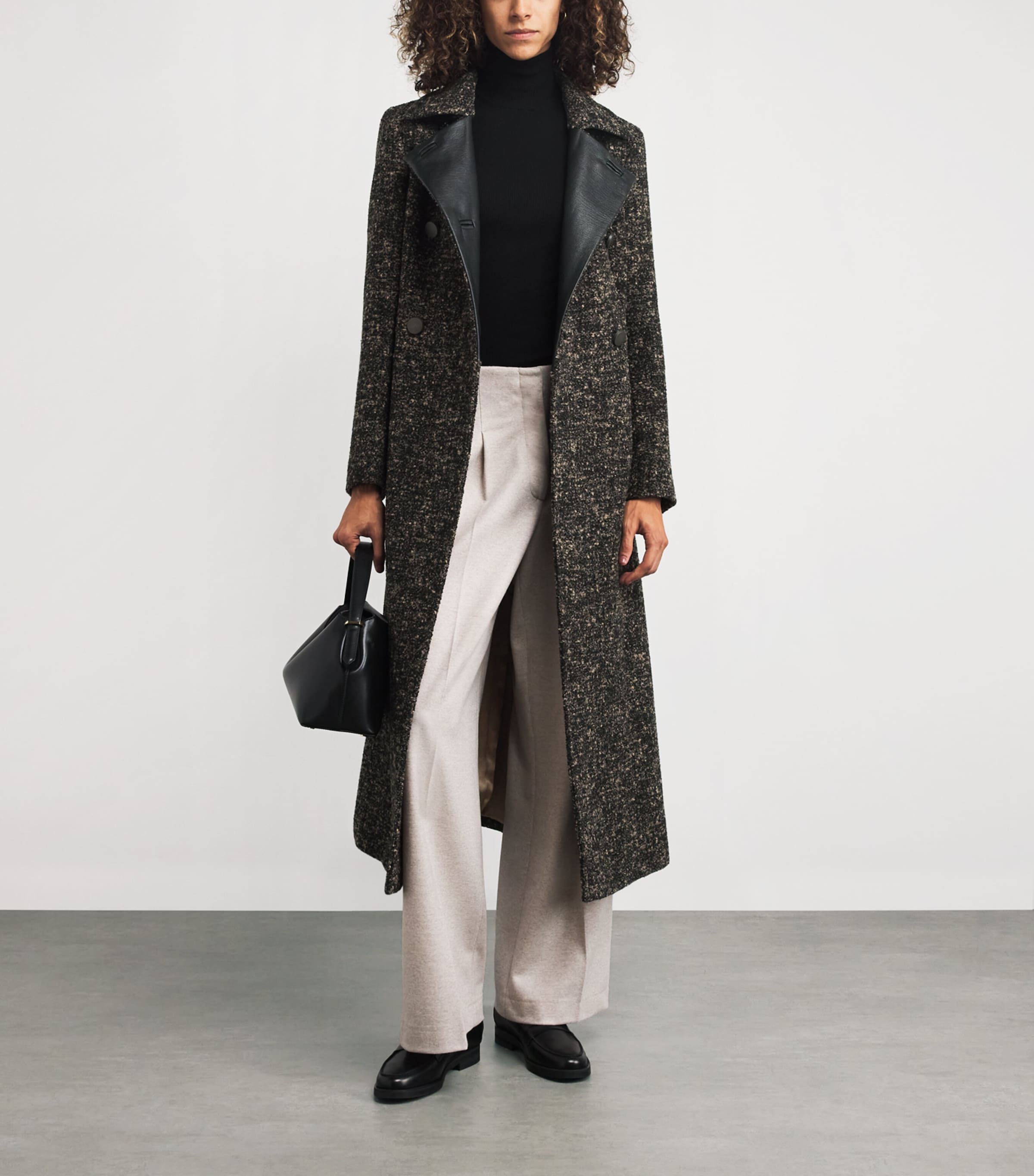 Virgin Wool-Blend Atelier Double-Breasted Coat BLACK Image 2