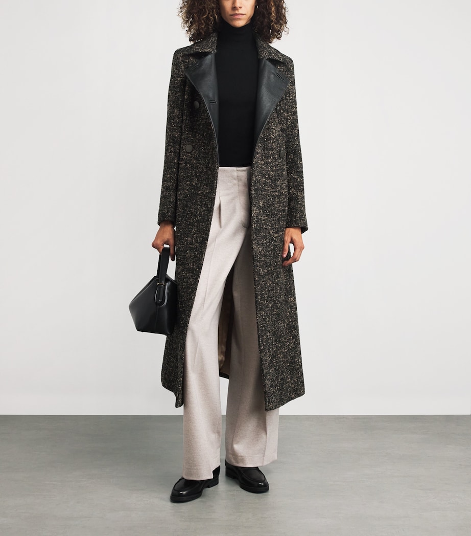 Virgin Wool-Blend Double-Breasted Coat BLACK Image 2