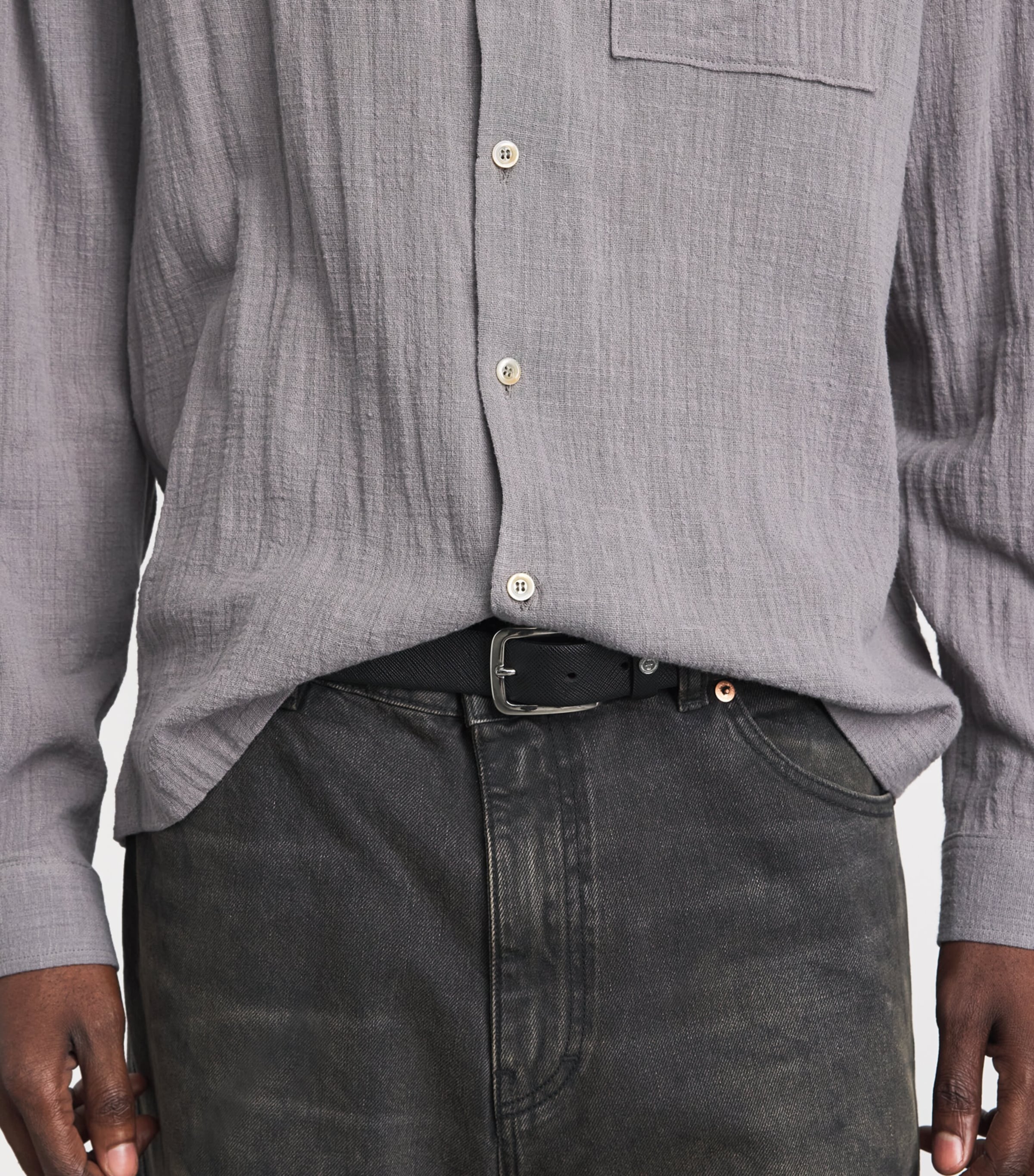 Séfr Mens Cotton Everyday Shirt Grey Image 3