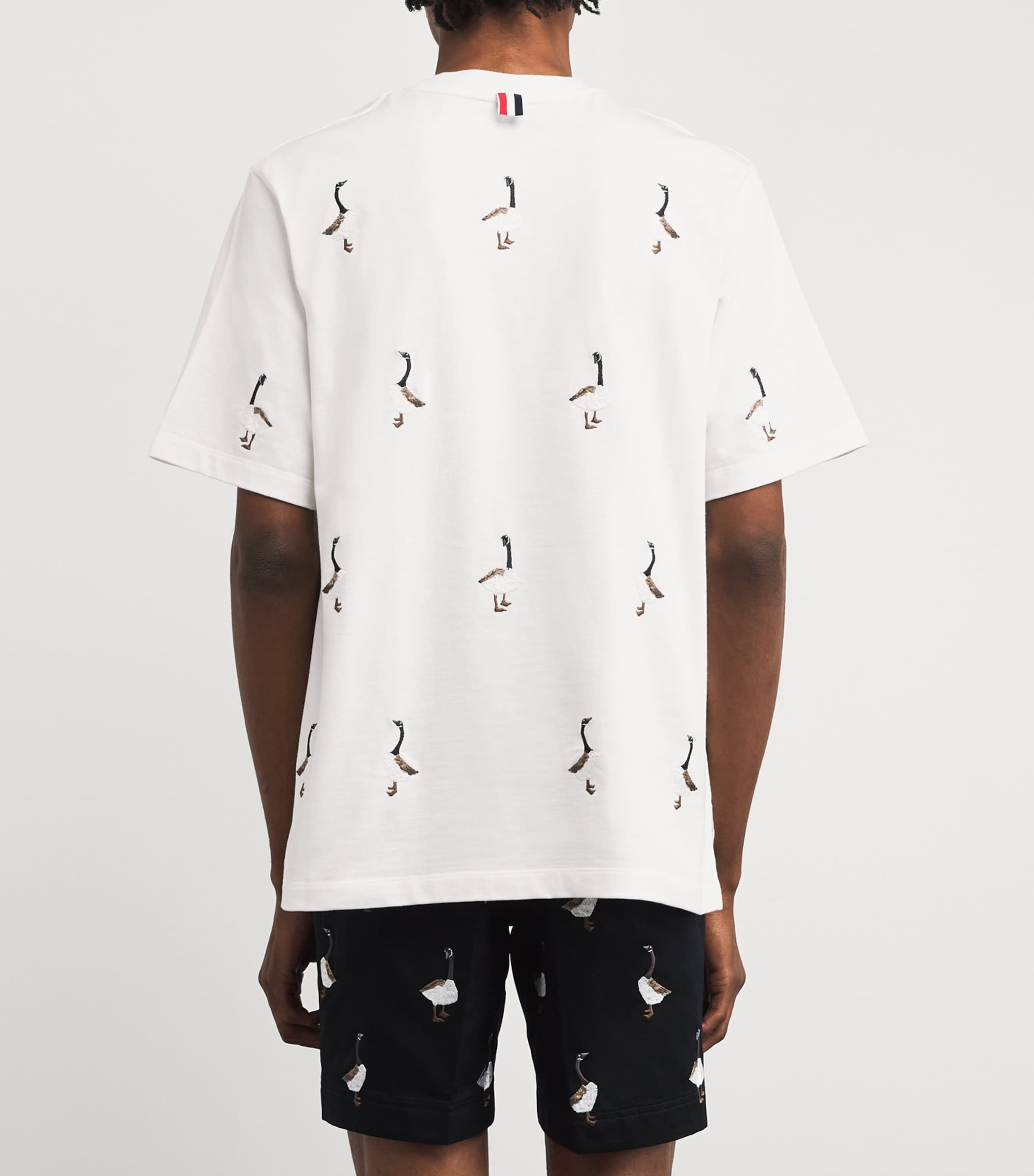 Cotton Embroidered Geese T-Shirt WHITE Image 4
