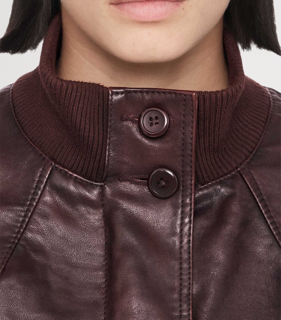 AllSaints Womens Memphis Leather Jacket Oxblood Red Image 5