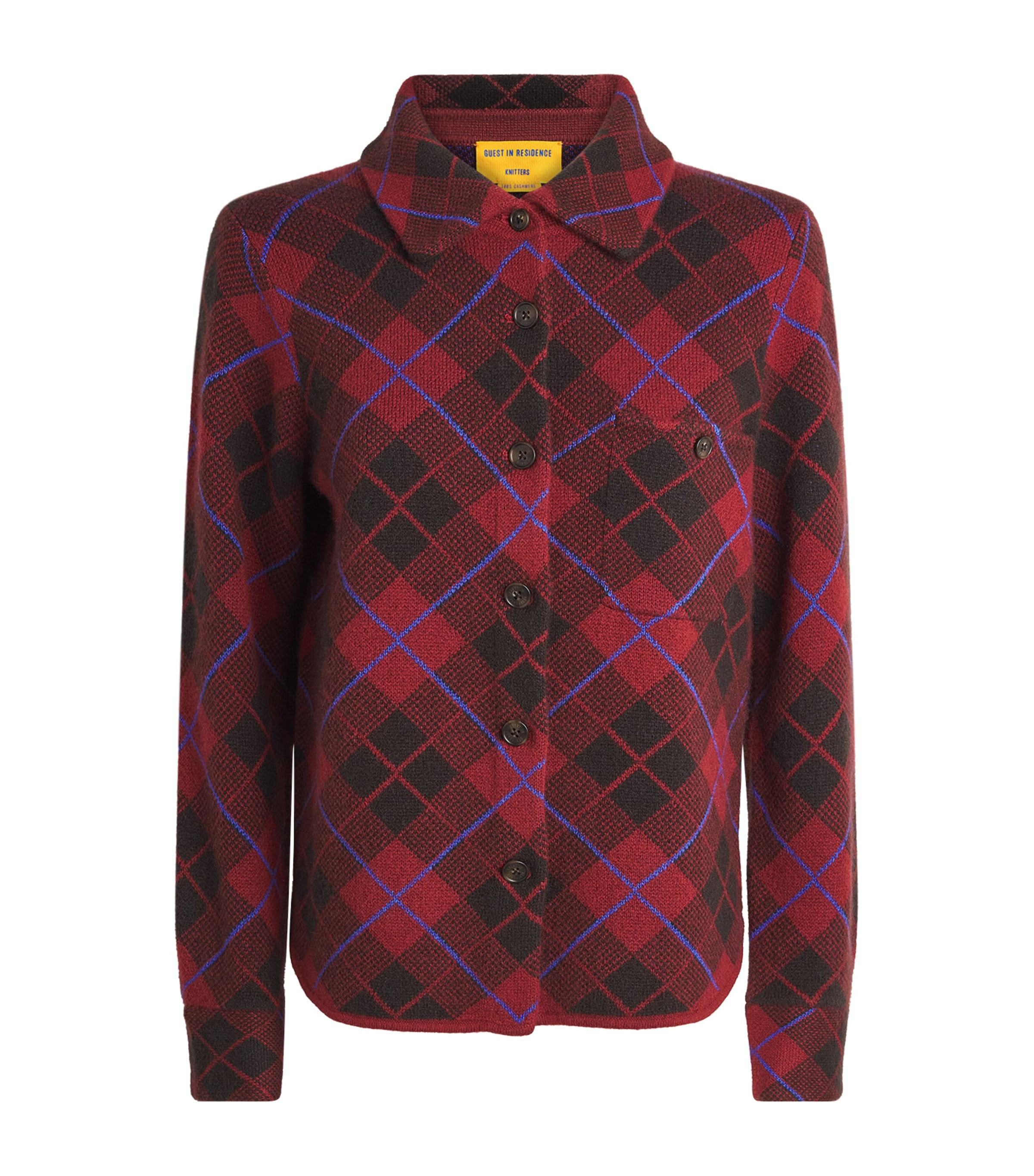 Guest In Residence Womens Cashmere Plaid Dylan Shirt Carmine Combo Image 1