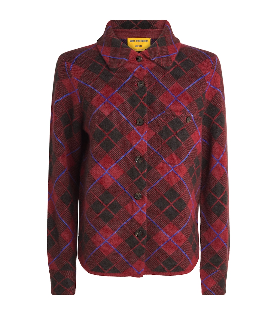 Guest In Residence Womens Cashmere Plaid Dylan Shirt Carmine Combo Image 1