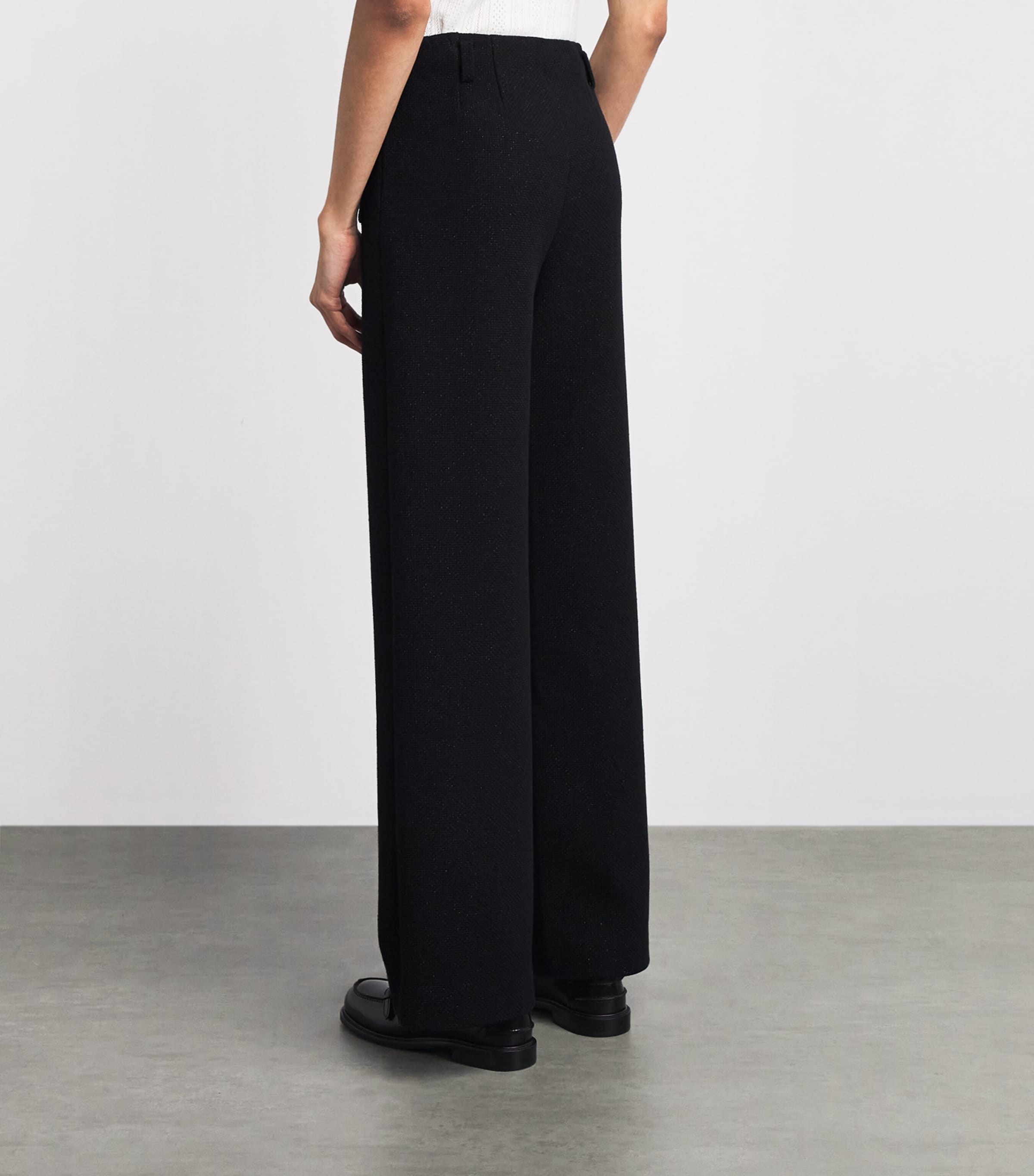 Maje Womens Tweed Wide-Leg Trousers Black Image 5