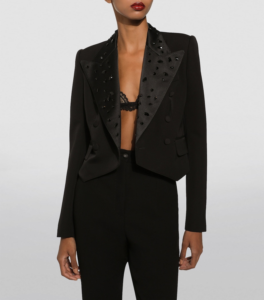 Virgin Wool-Blend Embellished Cropped Blazer S8400-EMBROIDERED Image 3