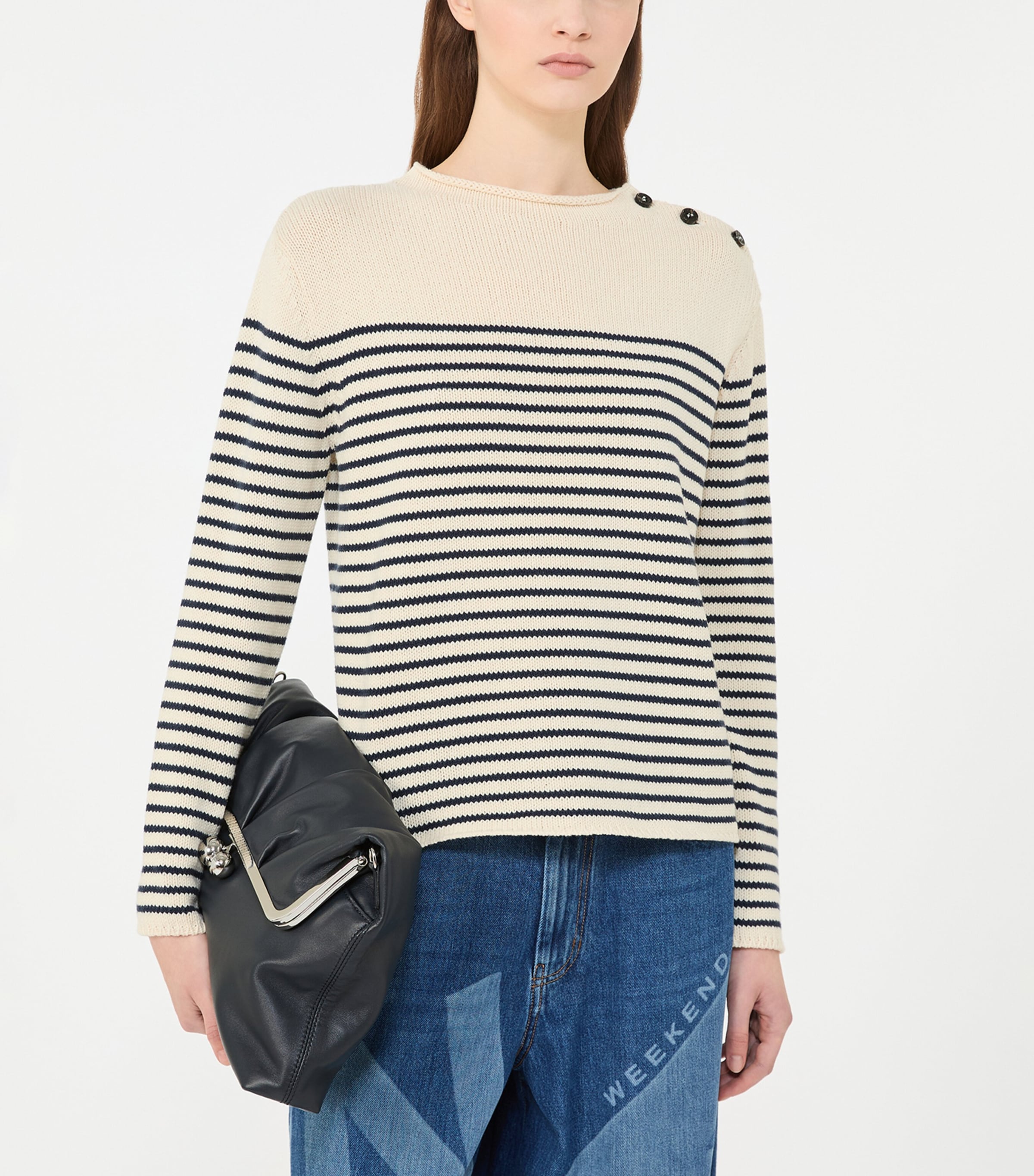 Cotton-Blend Stripe Sweater NAVY Image 4