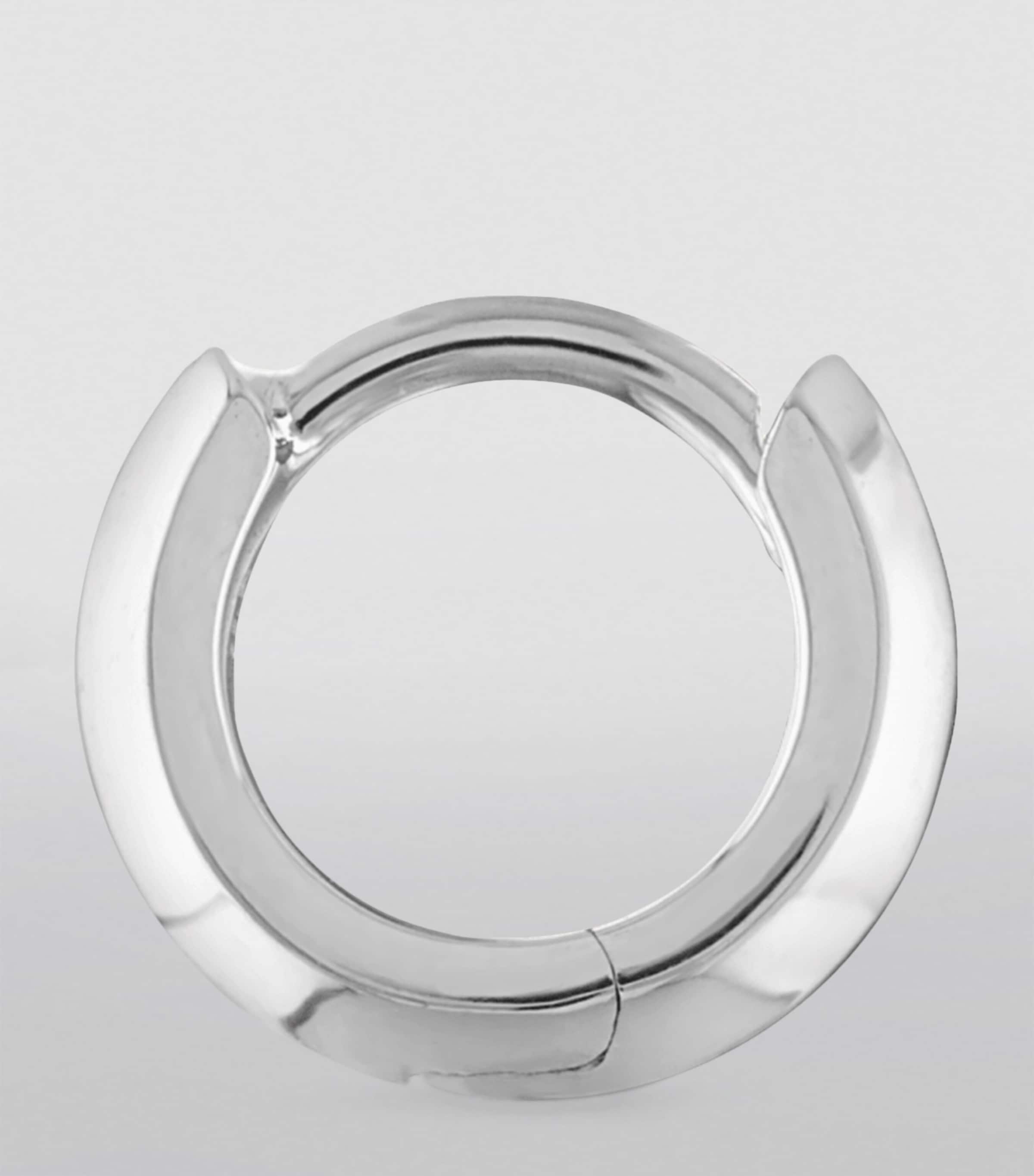 Faceted Metal Vertex Single Hoop Earring (5mm) WHITE GOLD Image 3