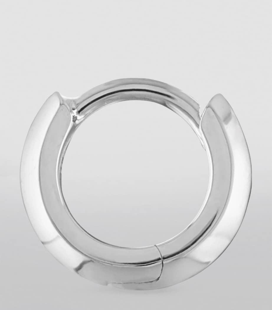 Faceted Metal Vertex Single Hoop Earring (5mm) WHITE GOLD Image 3
