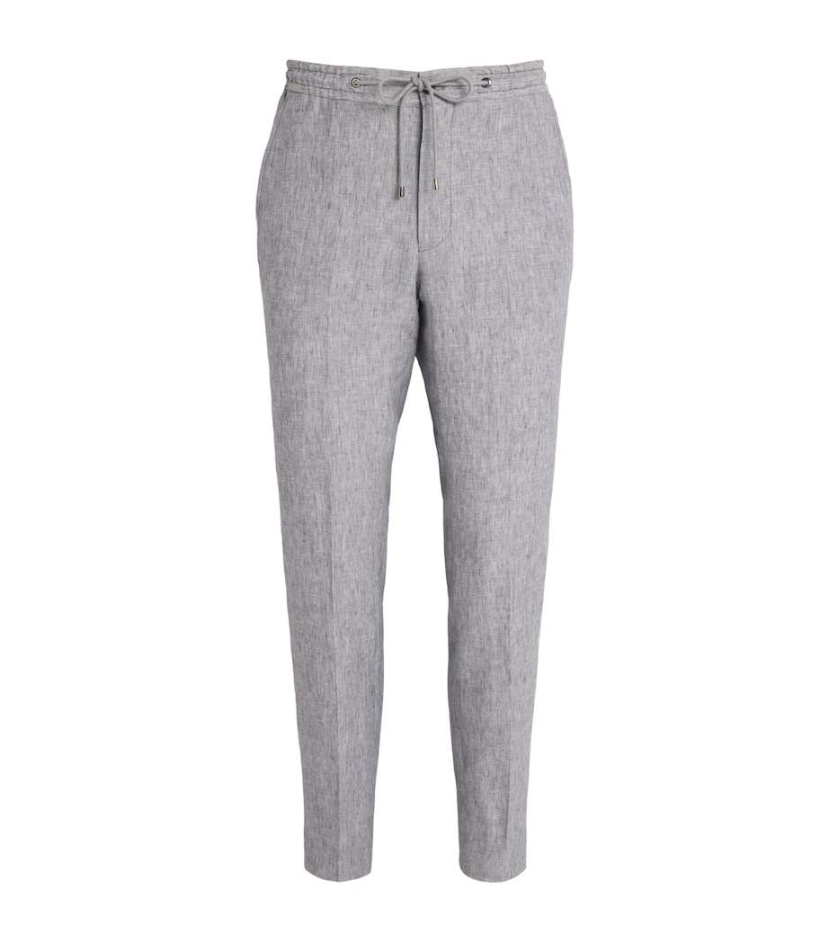 Corneliani Mens Linen Drawstring Trousers Gry Pce Dyed Ivr Image 1