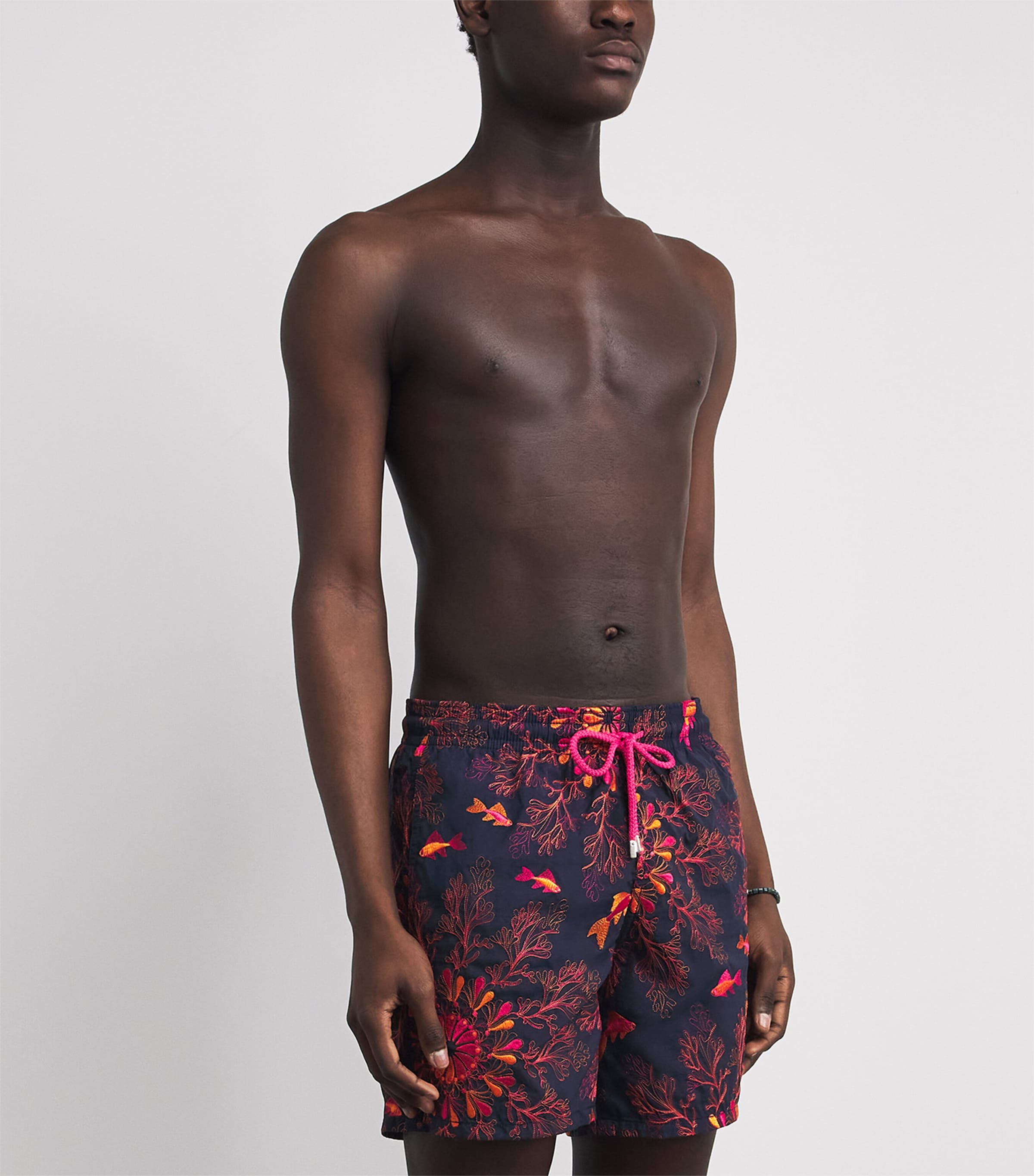 Vilebrequin Mens Embroidered Coral Swim Shorts Bleu Marine Image 2