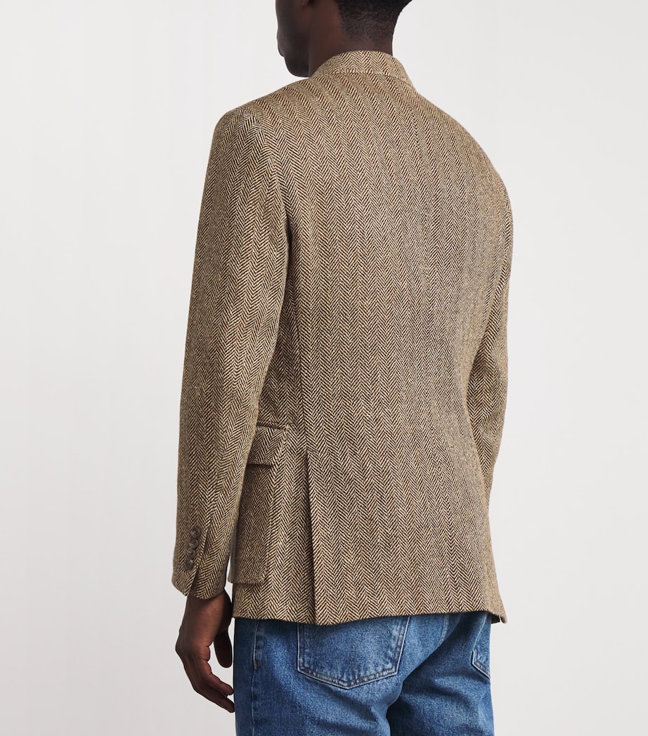 Linen-Blend Tailored Herringbone Blazer CREAM LACE Image 4