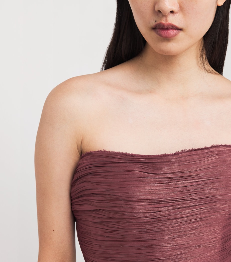 Marmar Halim Womens Pleated Claudia Fish-Cut Gown Burgundy Image 6