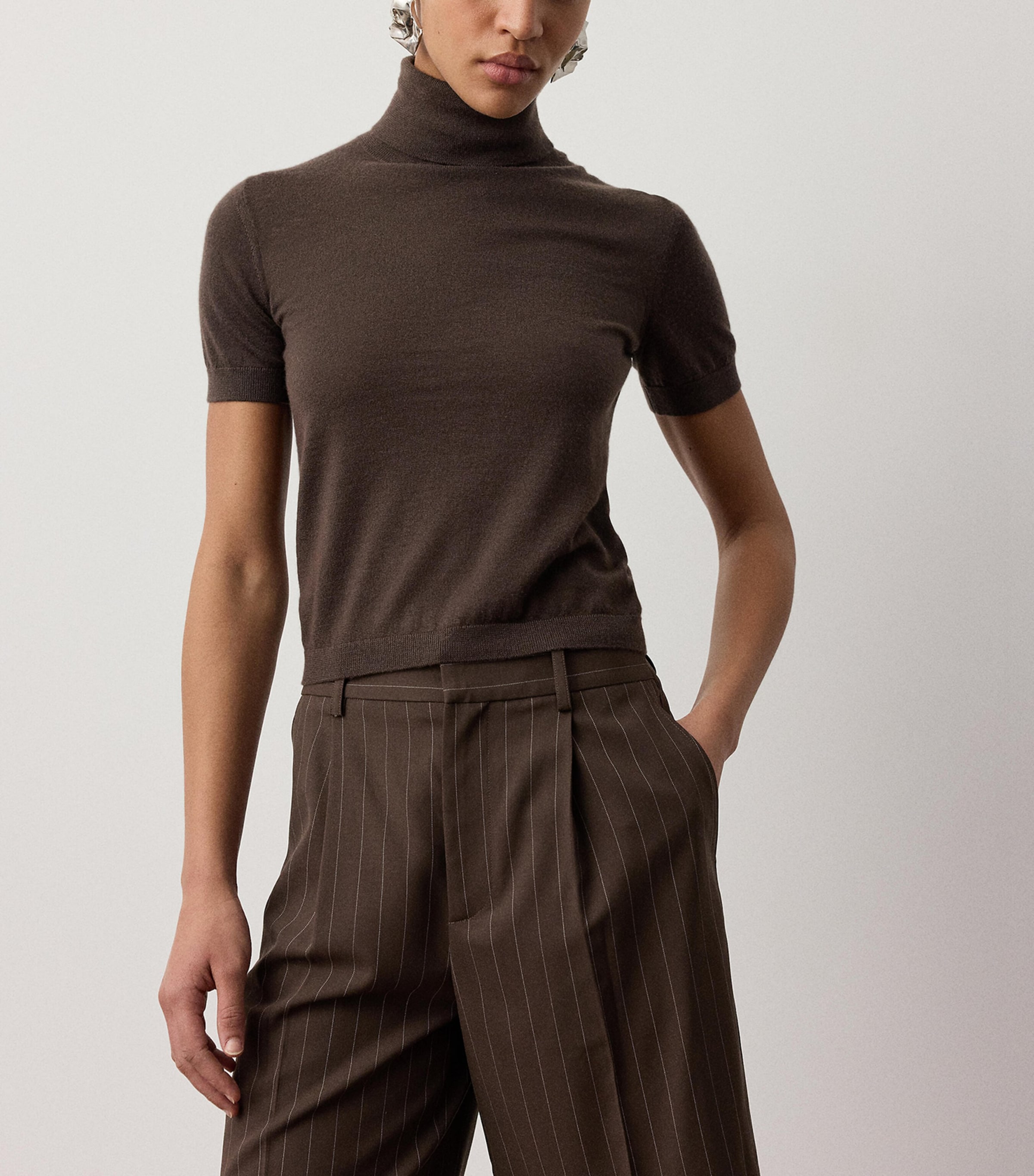 Ralph Lauren Collection Womens Cashmere Short-Sleeve Sweater Sycamore Image 3