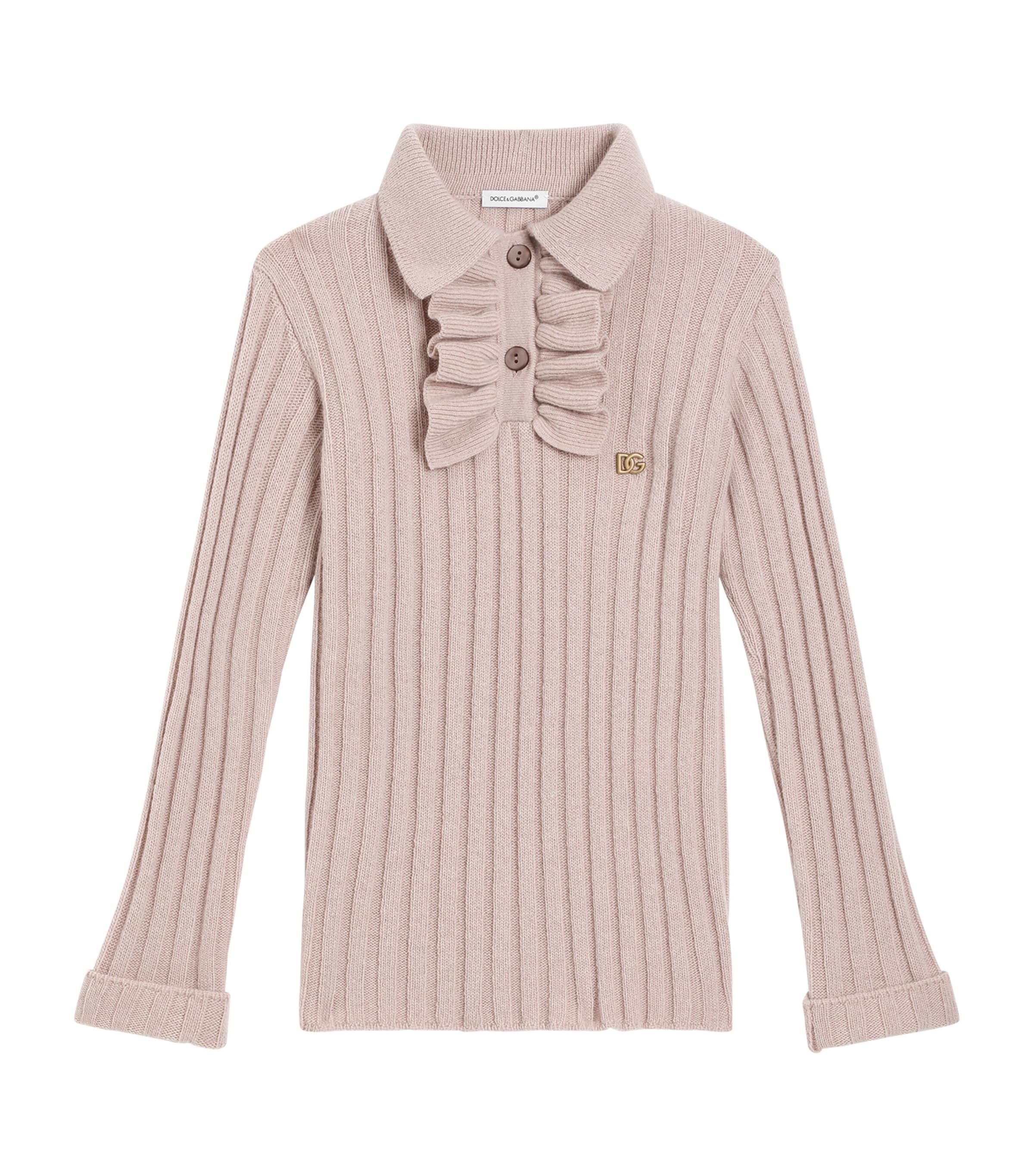 Virgin Wool Frilled-Neck Polo Sweater (8-12 Years) F0991-ANTIQUE R Image 1