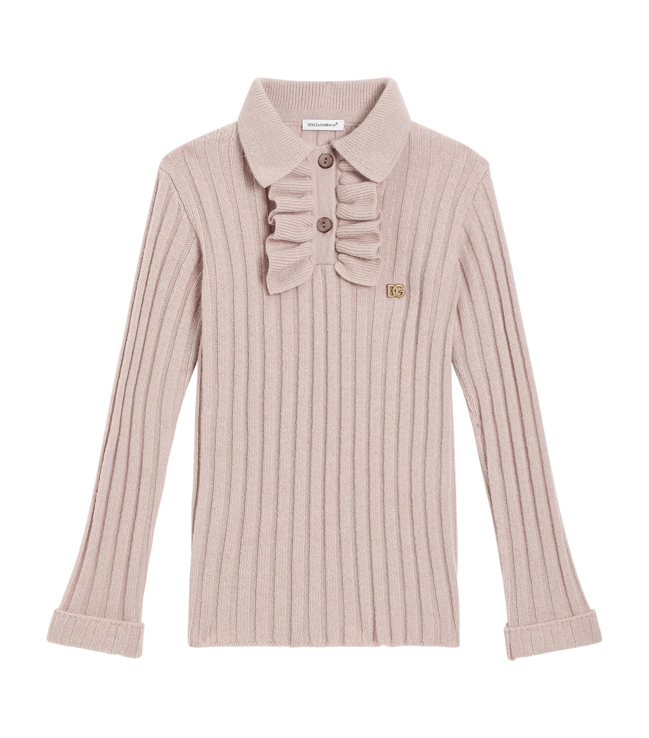 Virgin Wool Frilled-Neck Polo Sweater (8-12 Years) F0991-ANTIQUE R Image 1